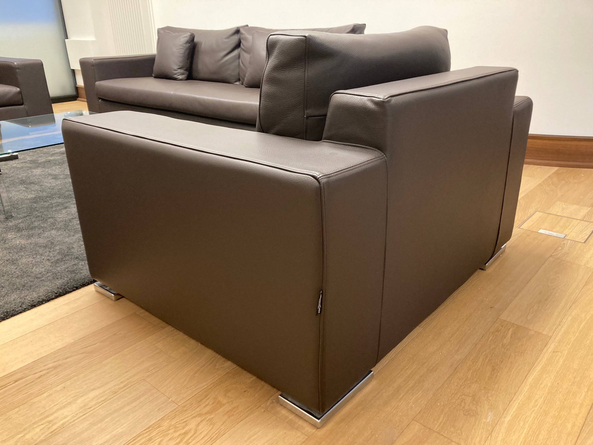 2x Halma Lounge-Sessel Leder Dunkelbraun