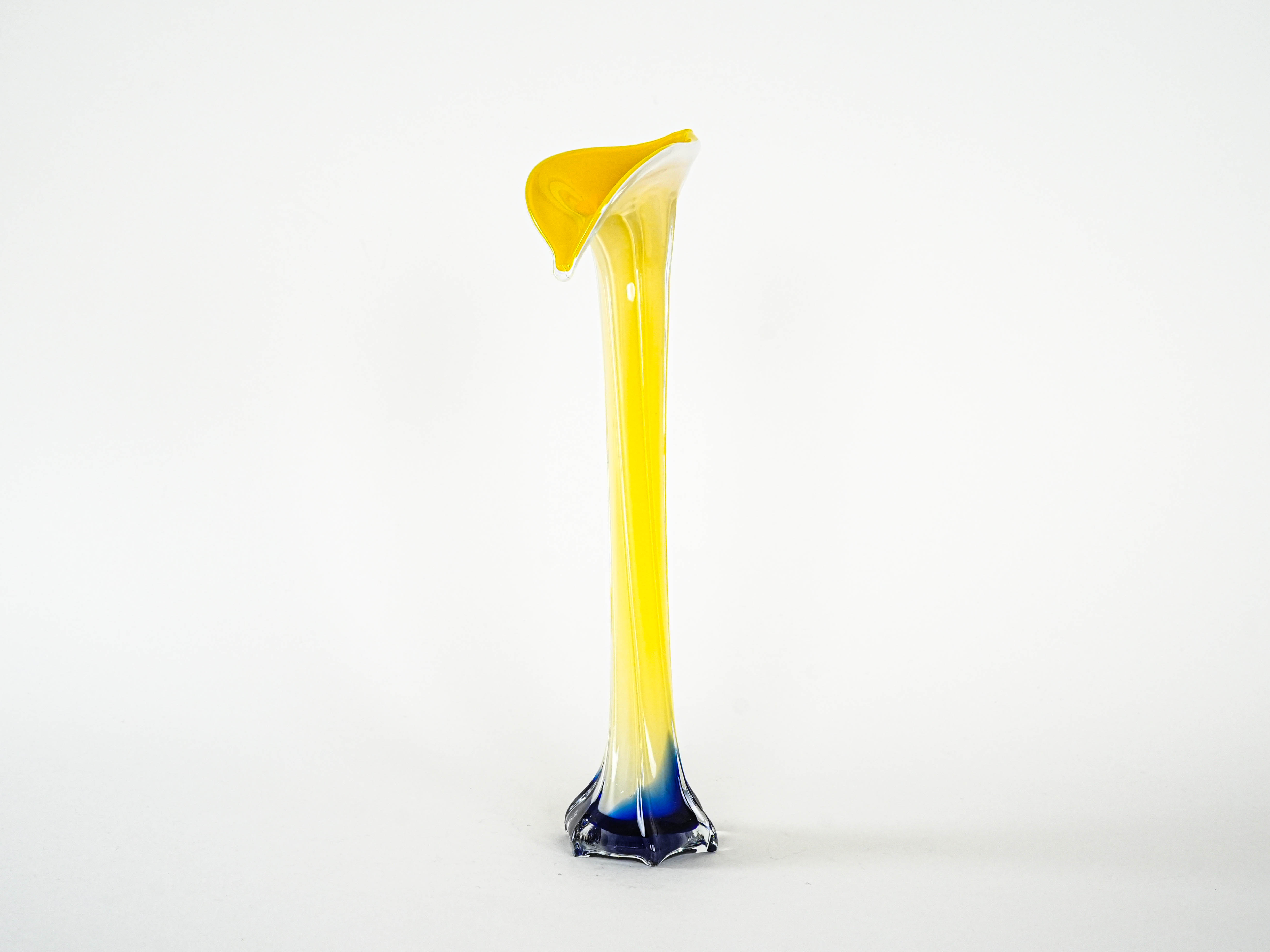 Vase Muranoglas Gelb 1970er Jahre
