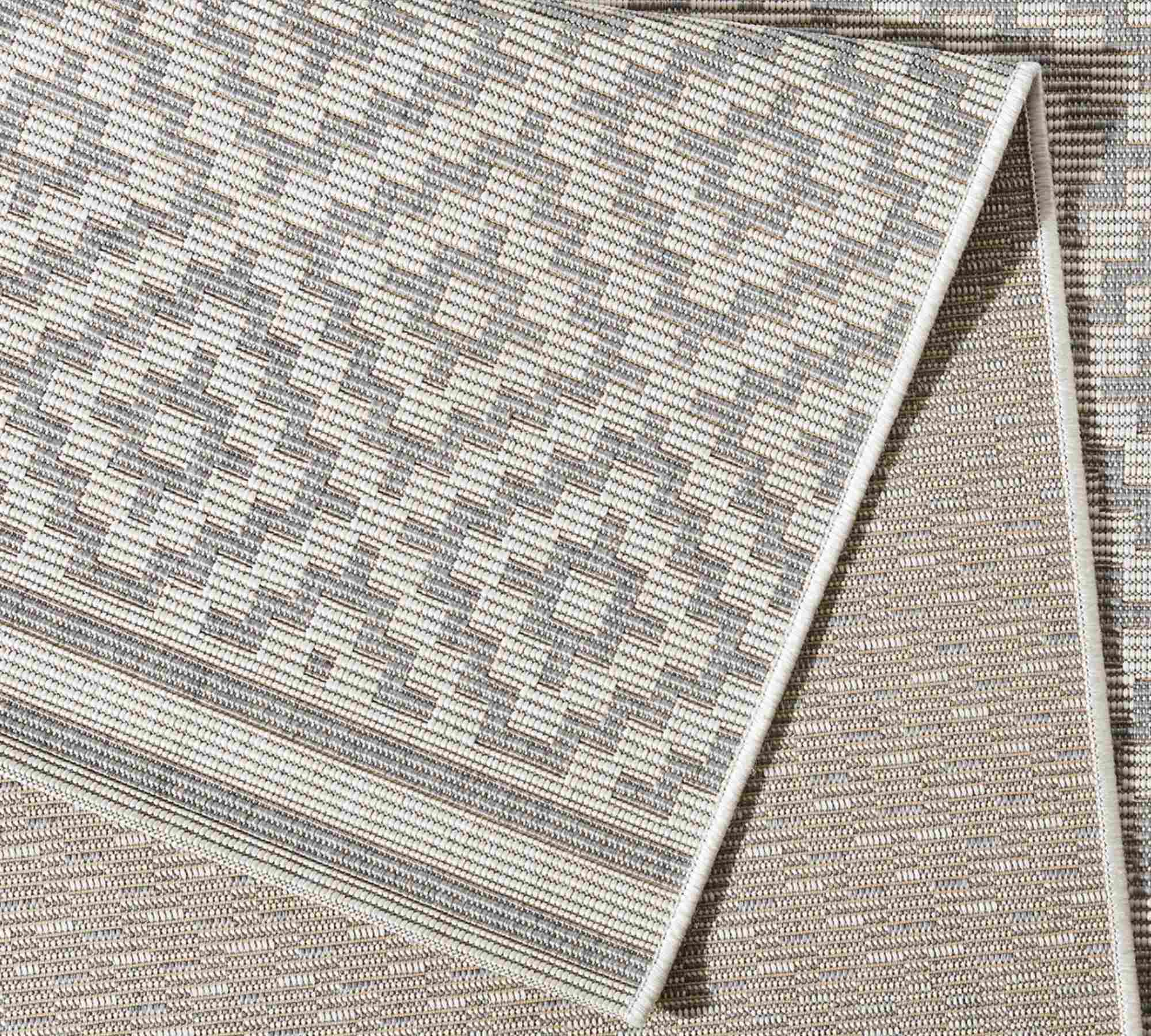 Outdoor Teppich Raute Grauweiß 200 x 290 cm