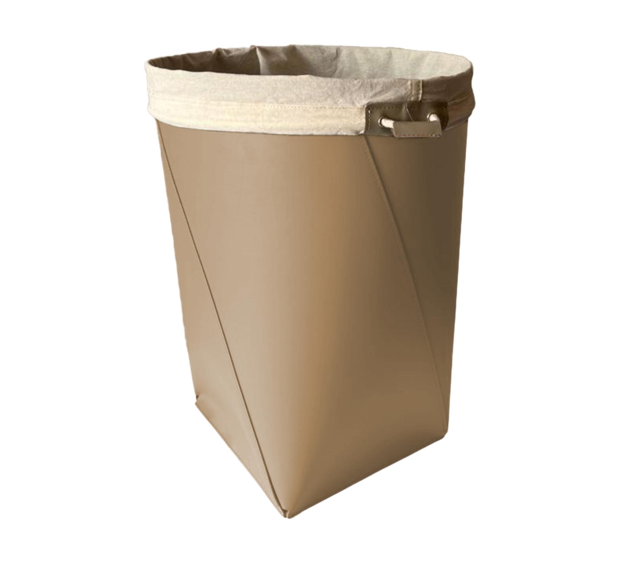 Premium Wäschekorb aus 100% Recyceltem Leder Ingwer