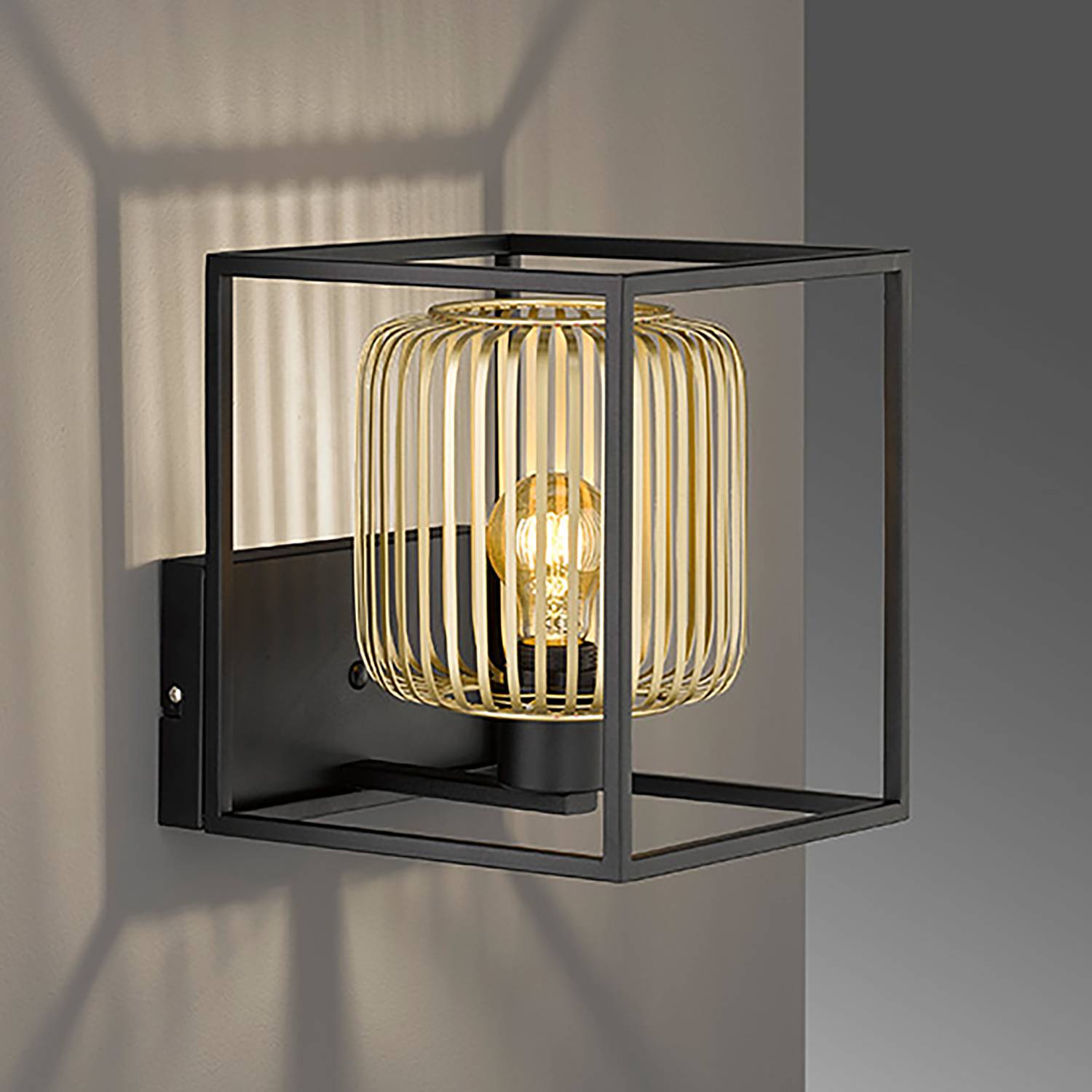 Wandleuchte Caydo Edelstahl Schwarz Gold