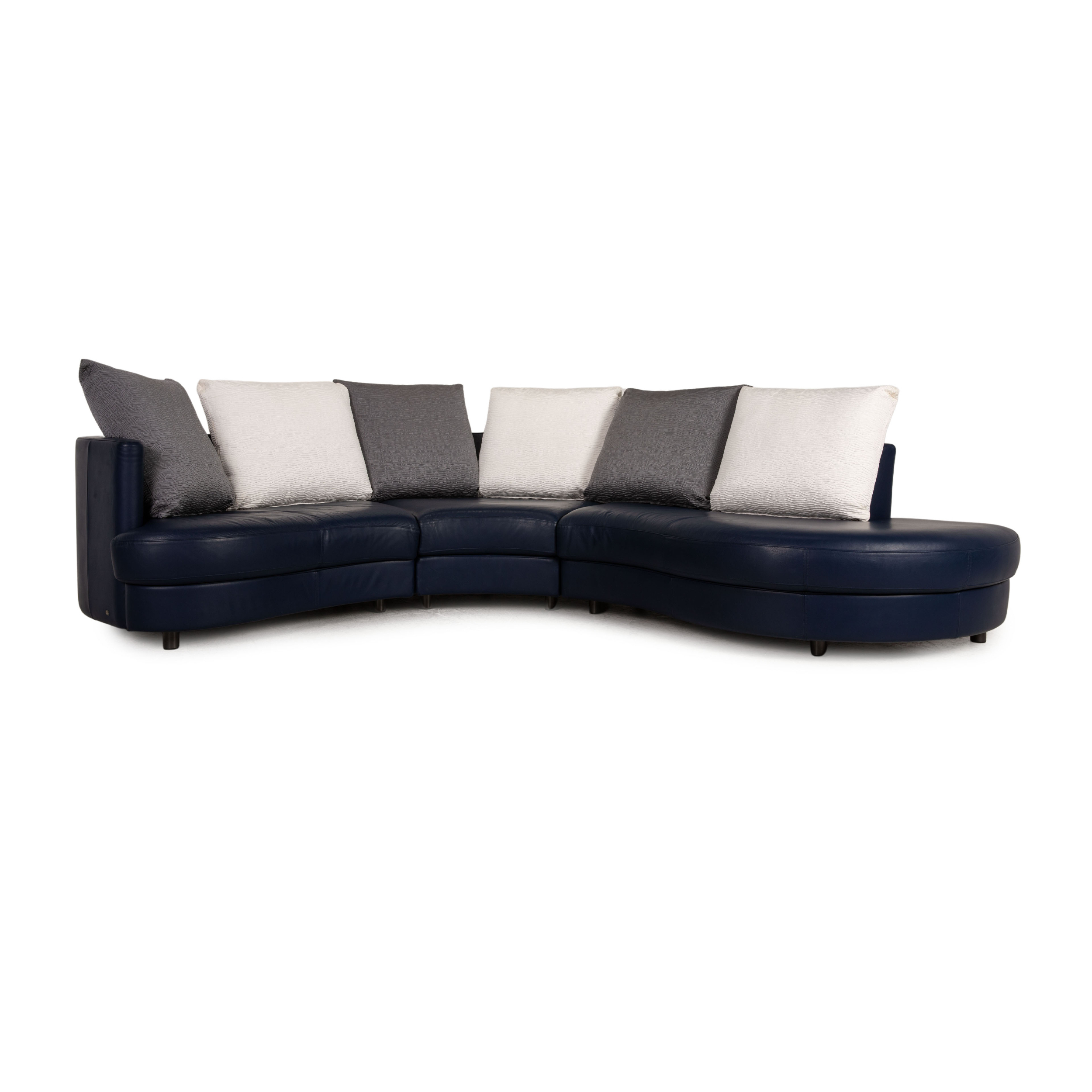 4500 Ecksofa Leder Dunkelblau