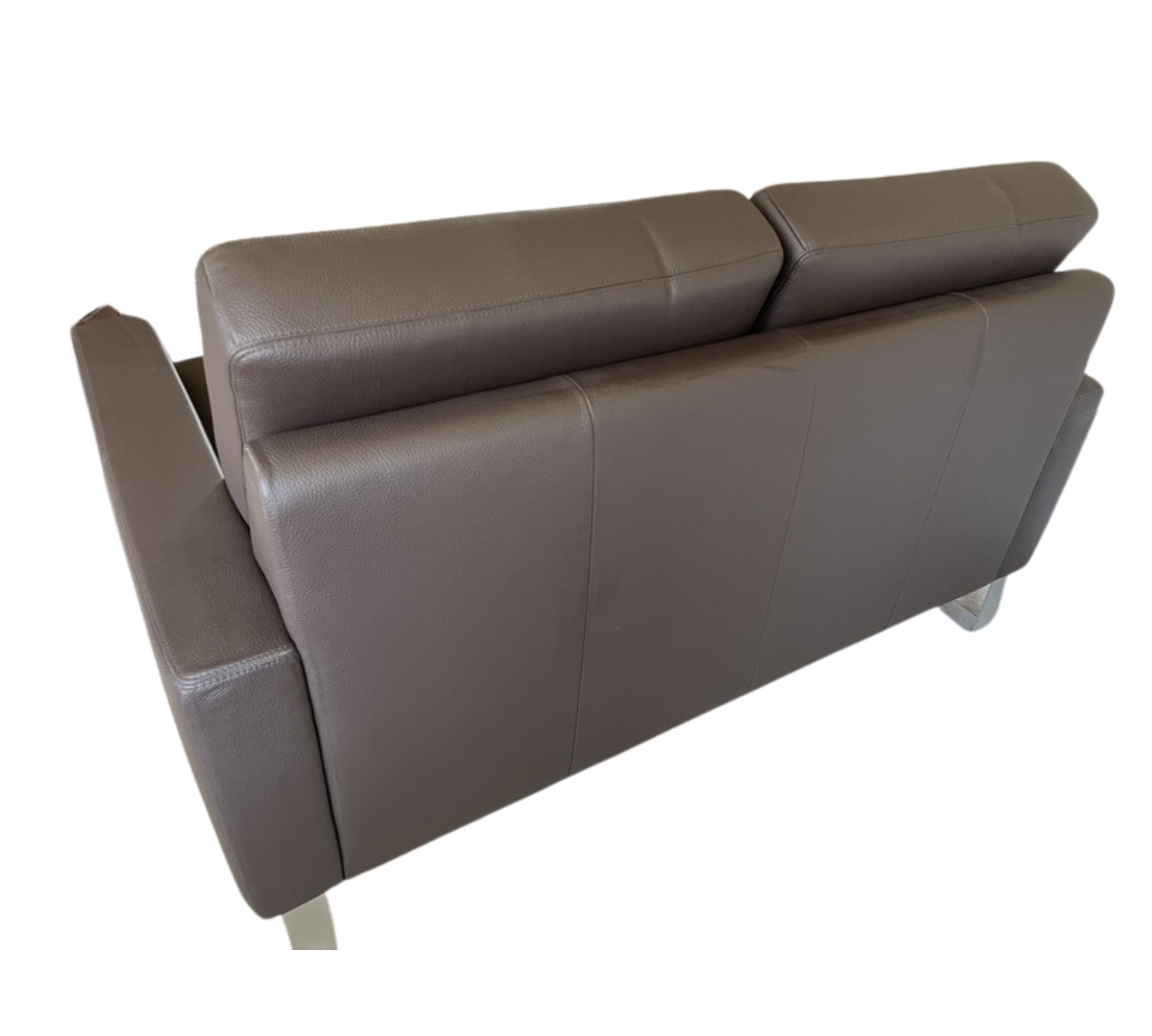 Sofa 2-Sitzer Leder Edelstahl Braun