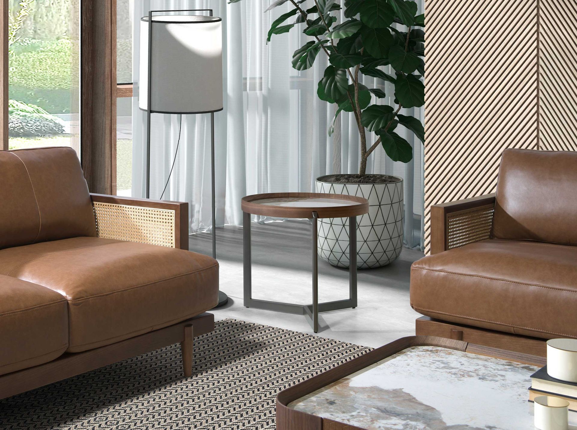 Runder Couchtisch Marmor Stahl