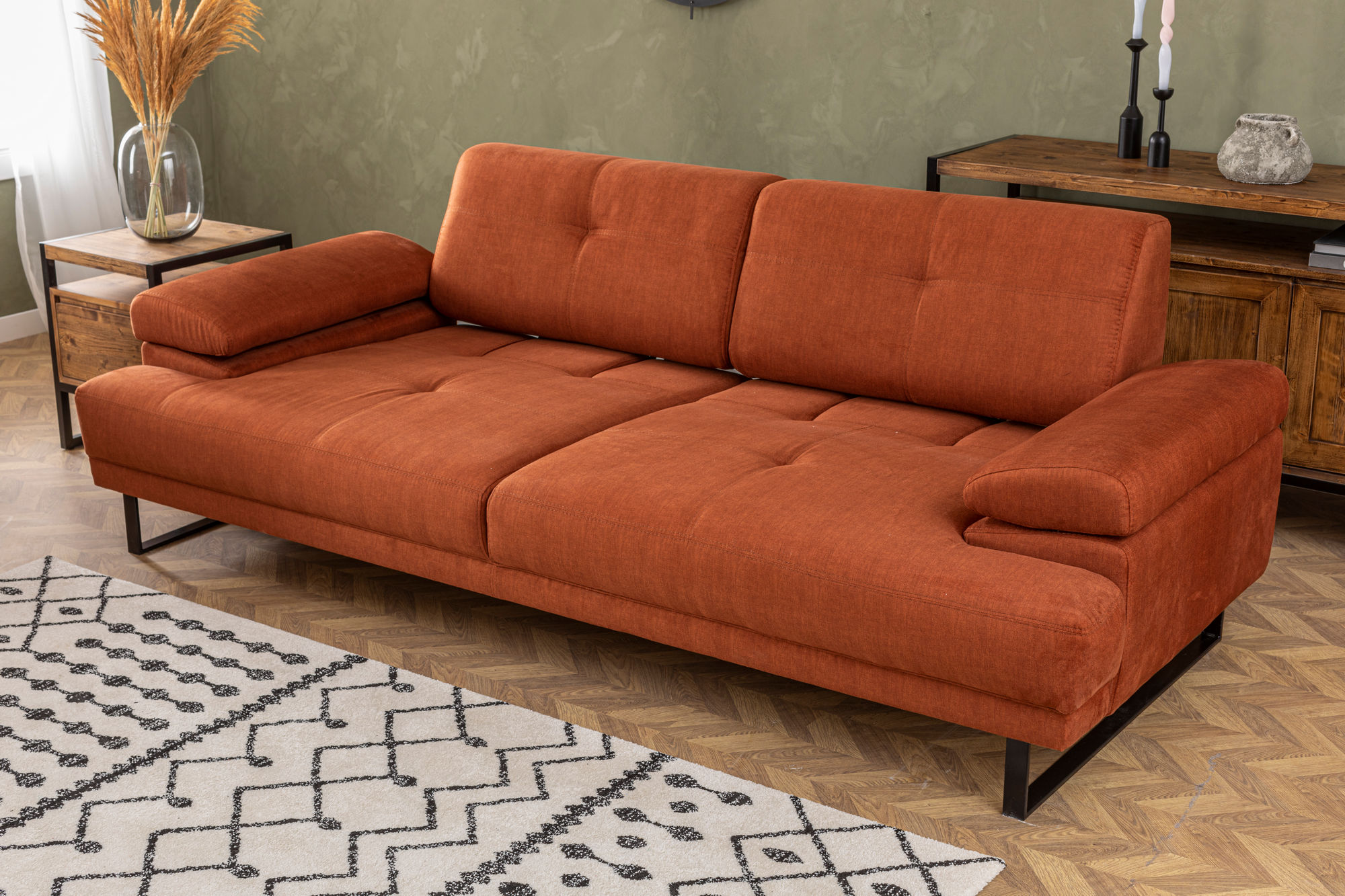 Sofa 3-Sitzer Textil Orange