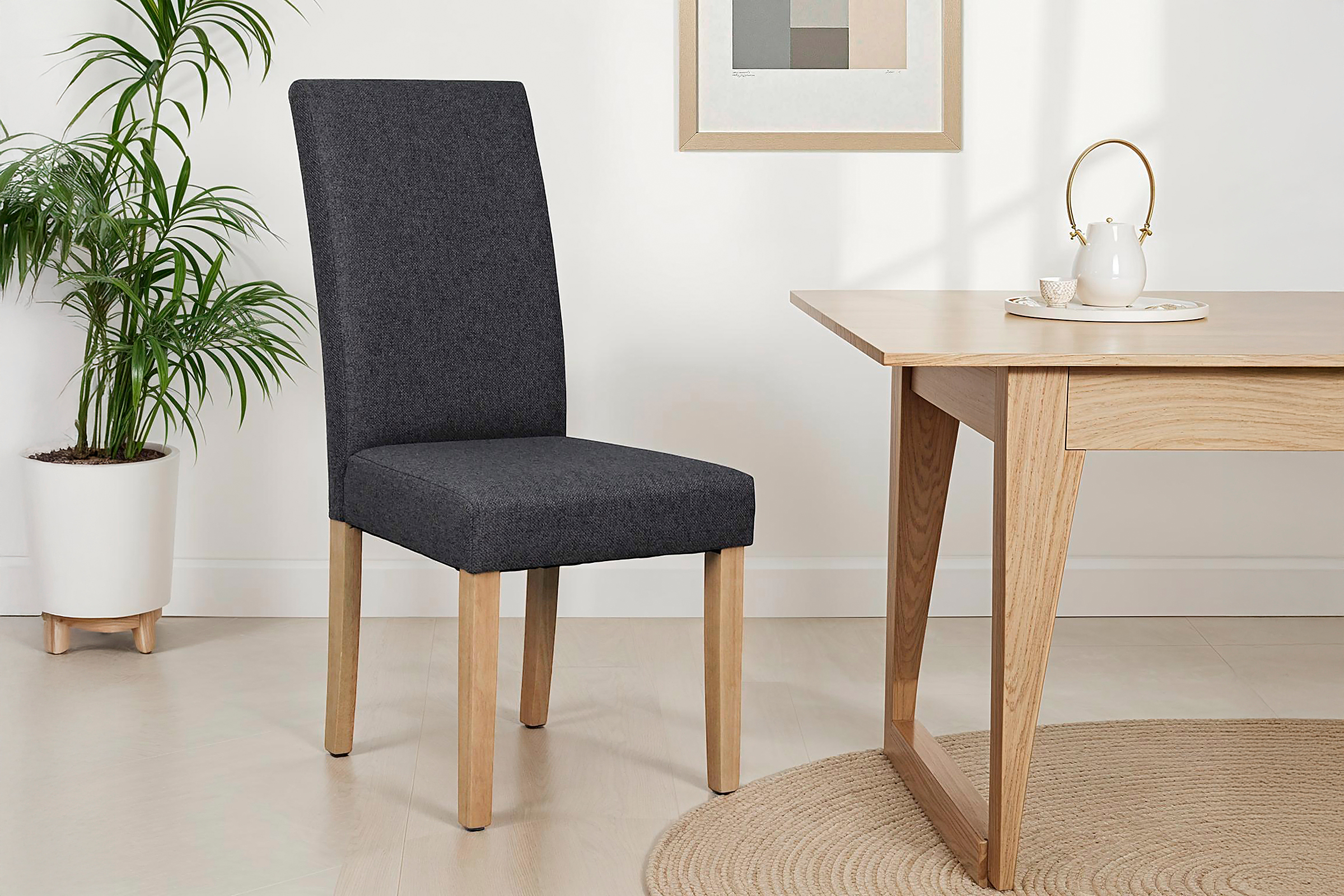 Dining chair Vaboa set of 2 solid oak anthracite