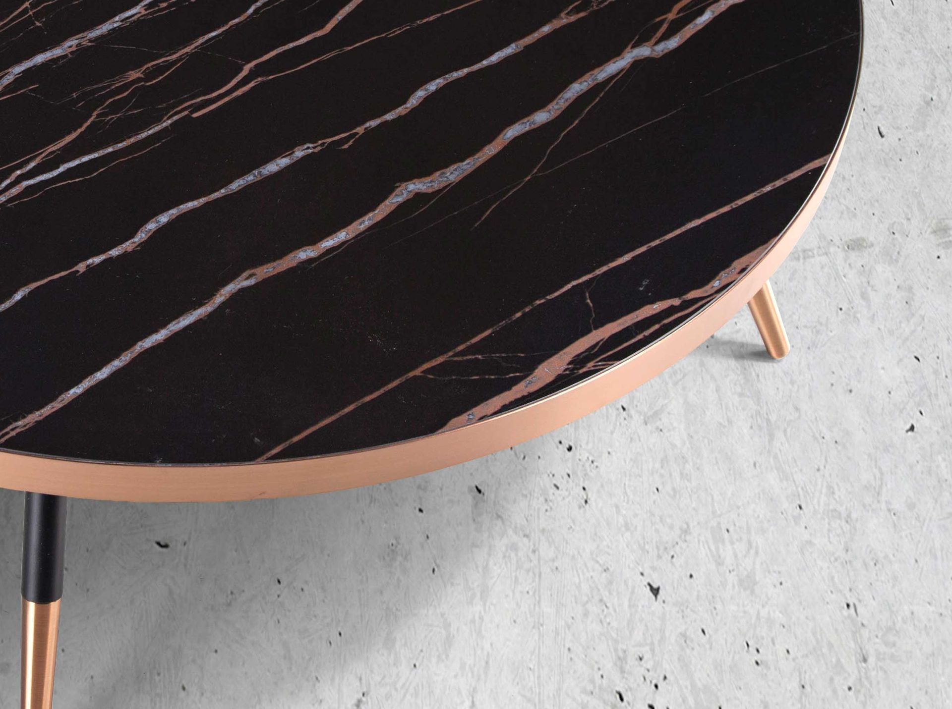 Round coffee table marble steel