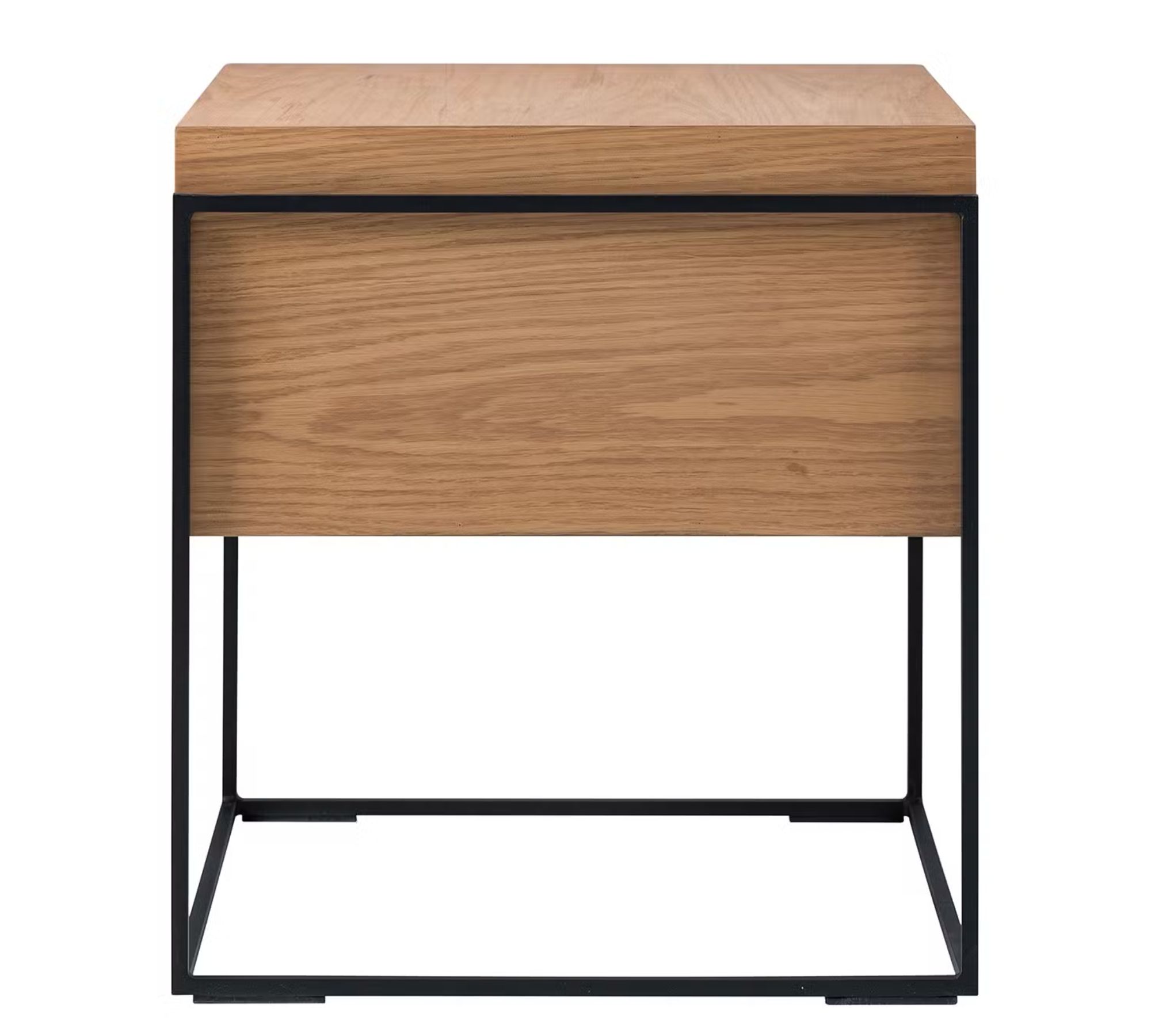 Nachttisch Cubus Echtholzfurnier Eiche / Schwarz