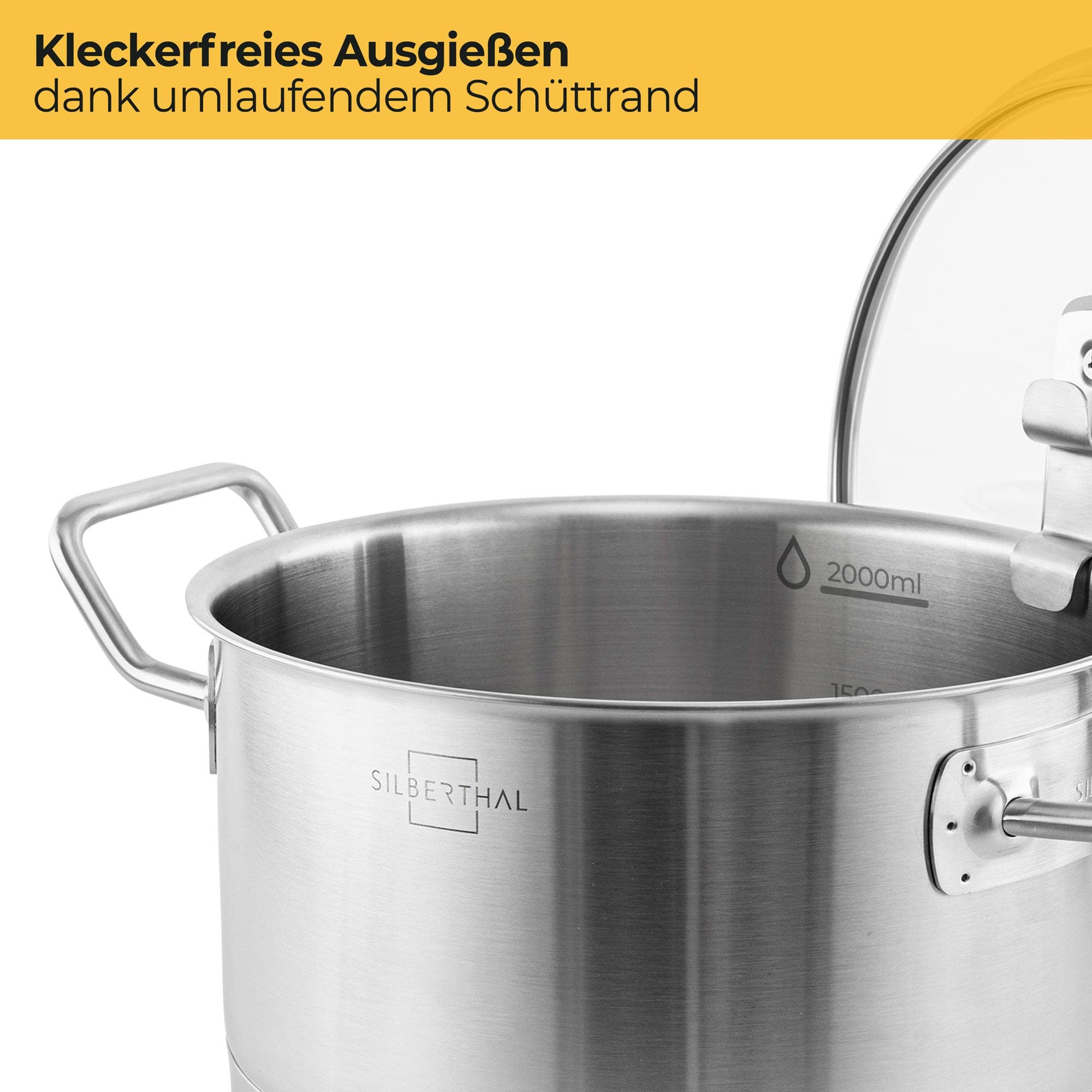 Kochtopf Induktion 20 cm Edelstahl Silber