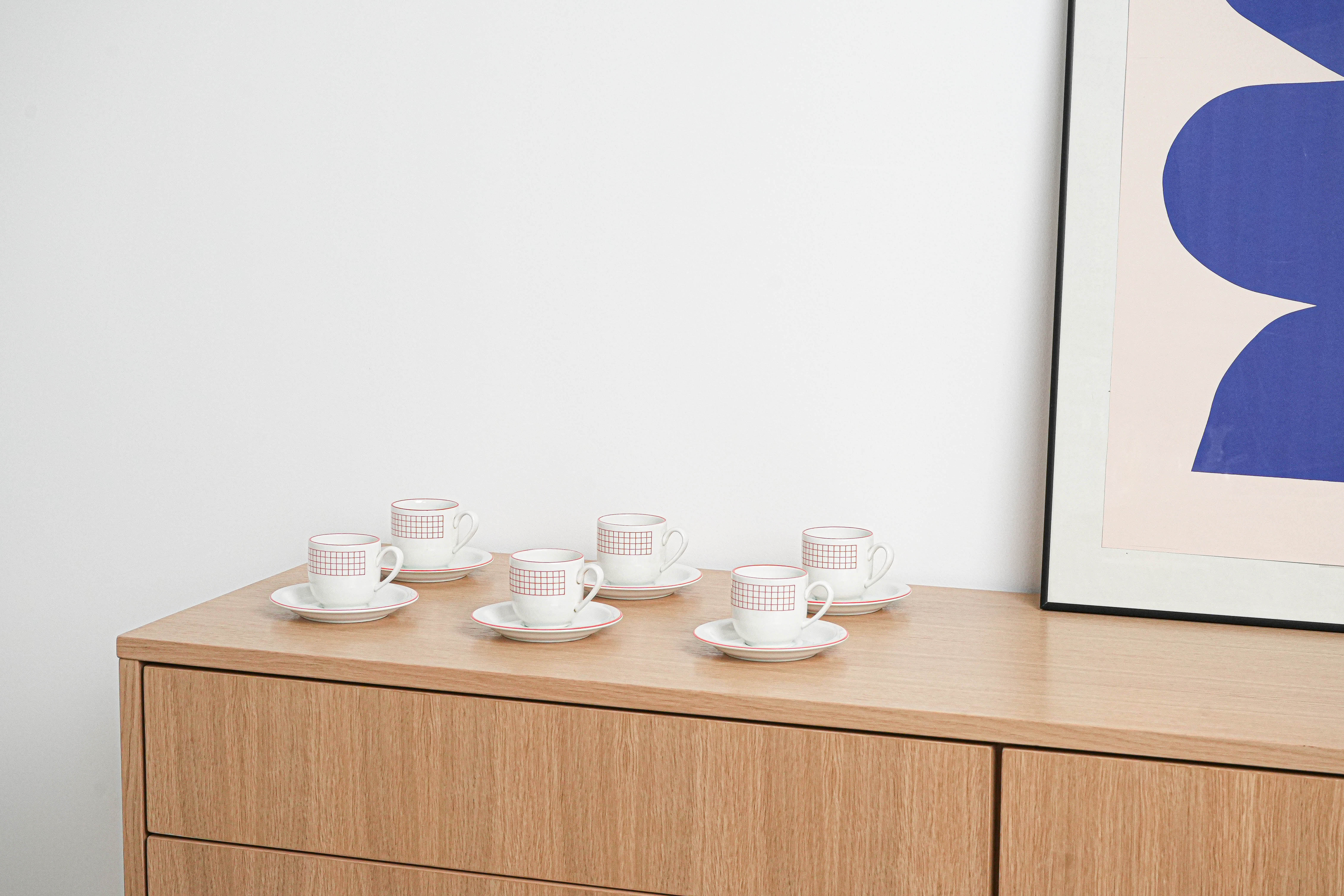 Porcelain cup set White 1980s