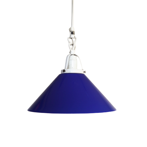 Vintage pendant lamp glass metal blue 1970s