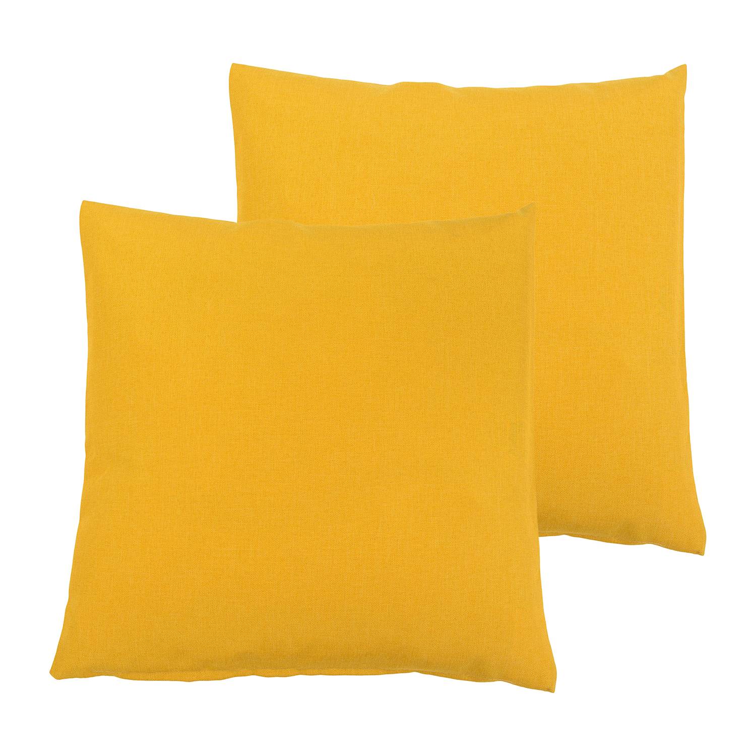 2x Milan Cushion Cover Synthetic Fiber Mustard Yellow 50 x 50 cm