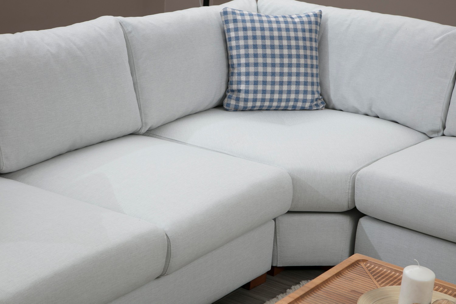 Ecksofa Textil Weiß