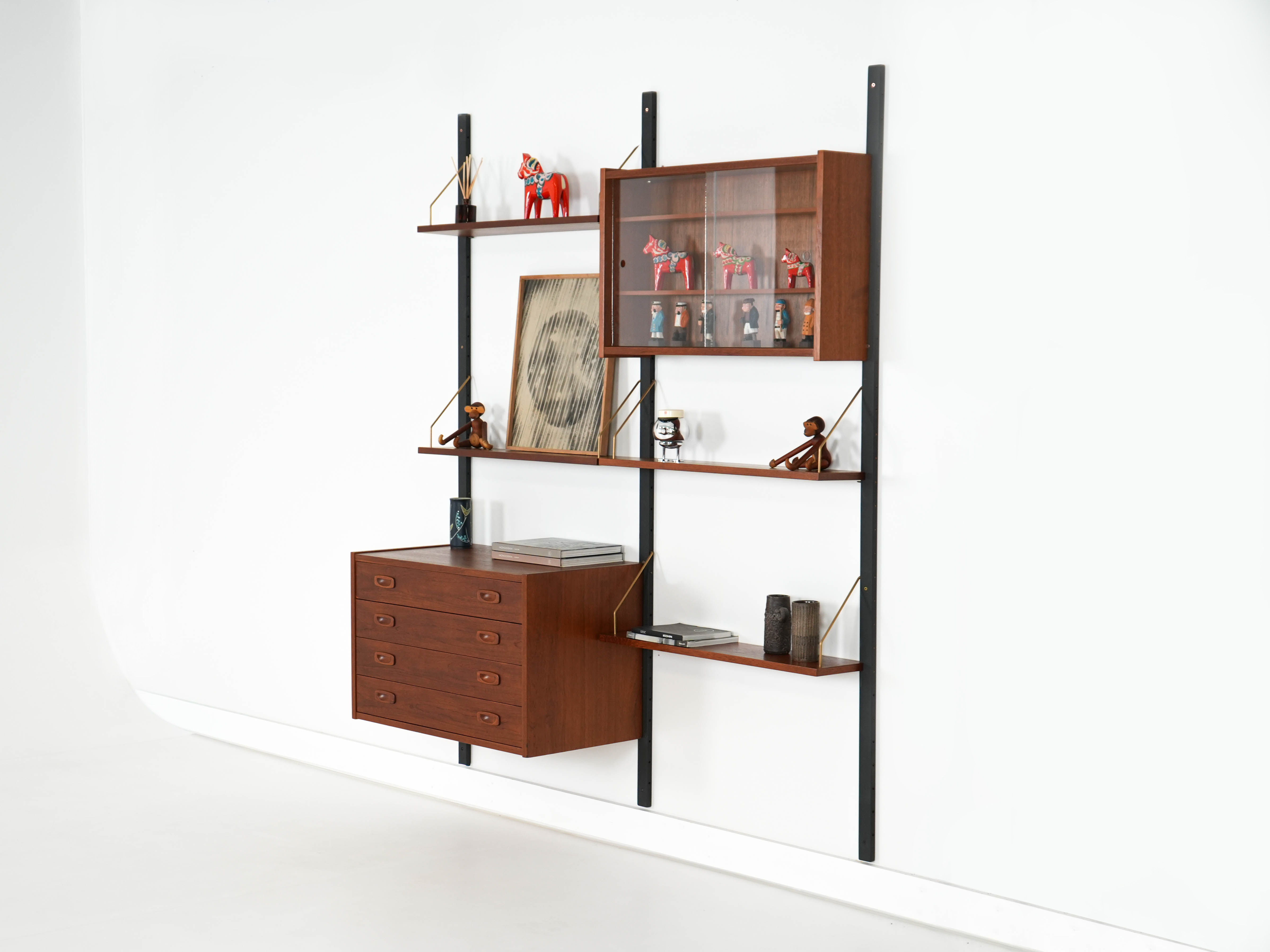 Teak-Wandmöbel PS System Braun 1960er Jahre