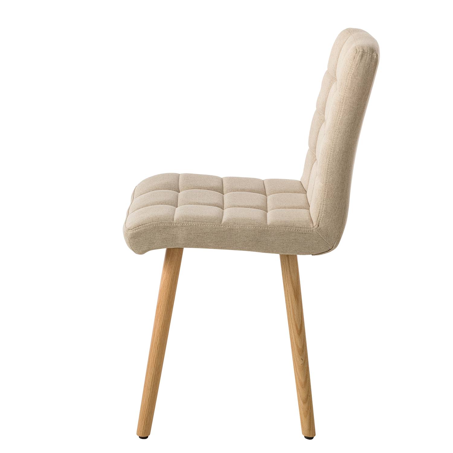 2x Polsterstuhl Doskie II Leinen Eiche Massiv Beige