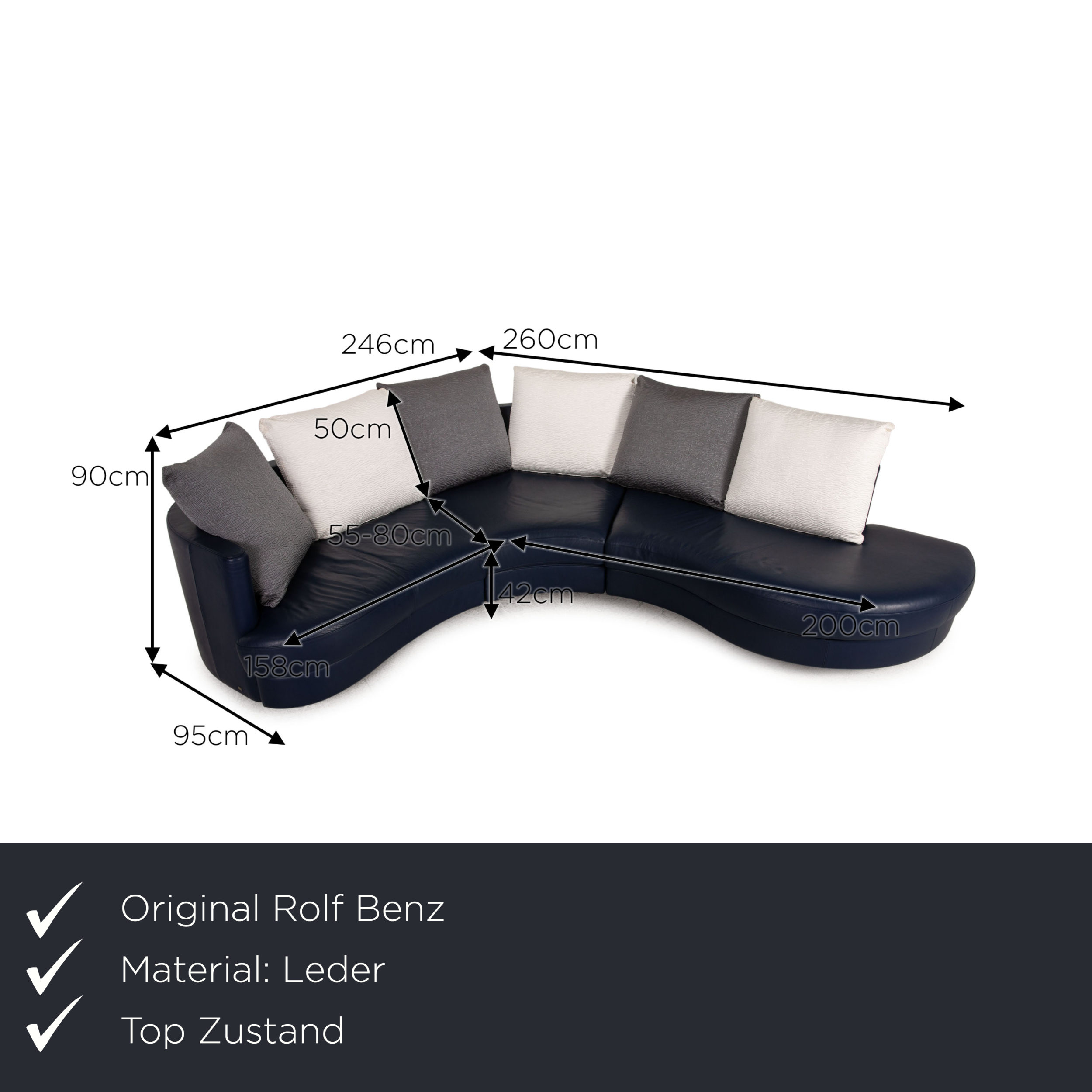 4500 Ecksofa Leder Dunkelblau