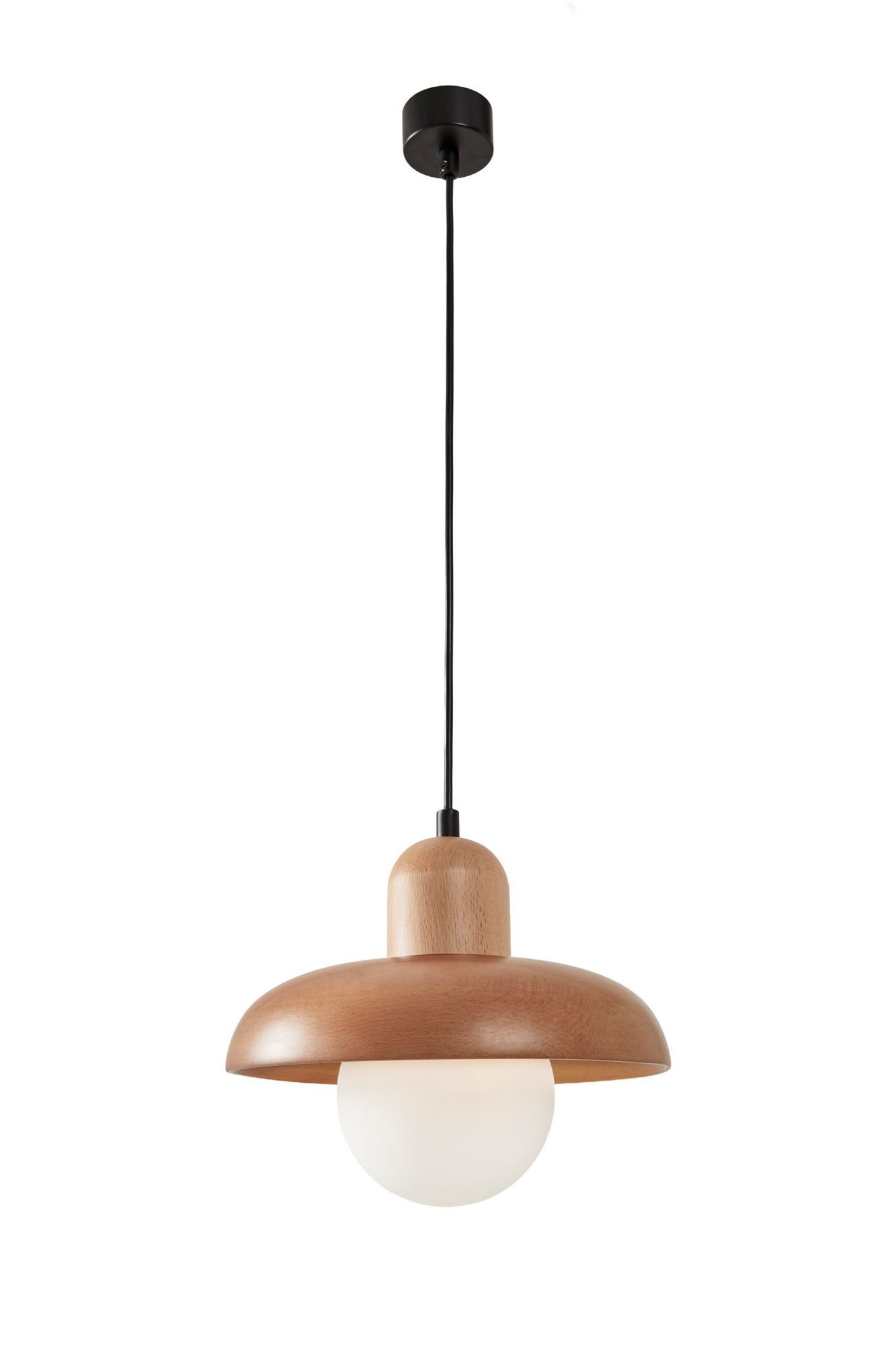 Hand Pendant Light Oak Wood Brown
