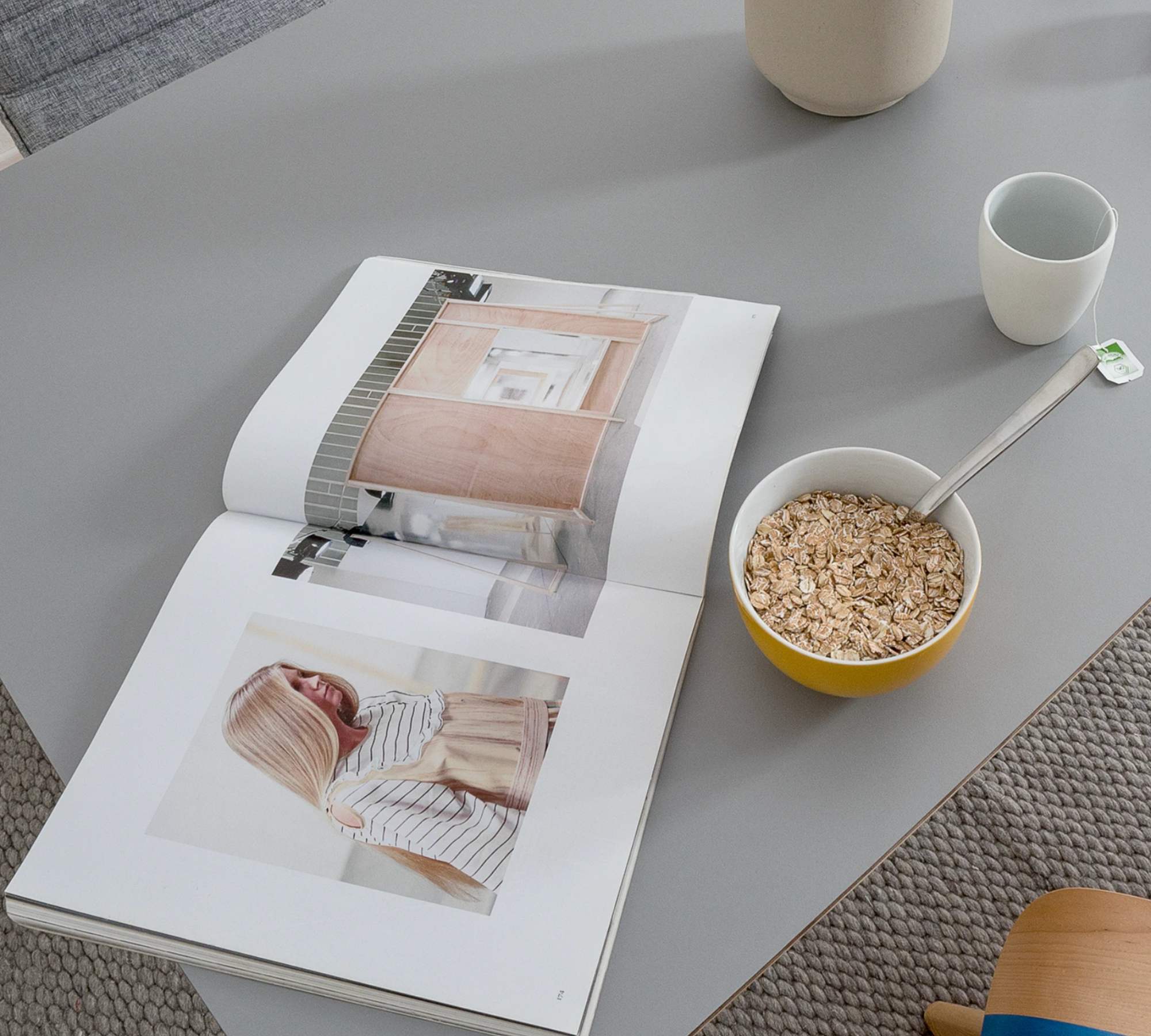 Esstisch Massivholz Grau Braun