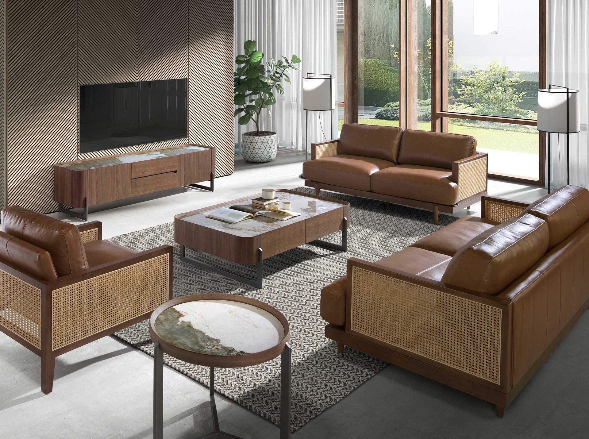 Runder Couchtisch Marmor Stahl