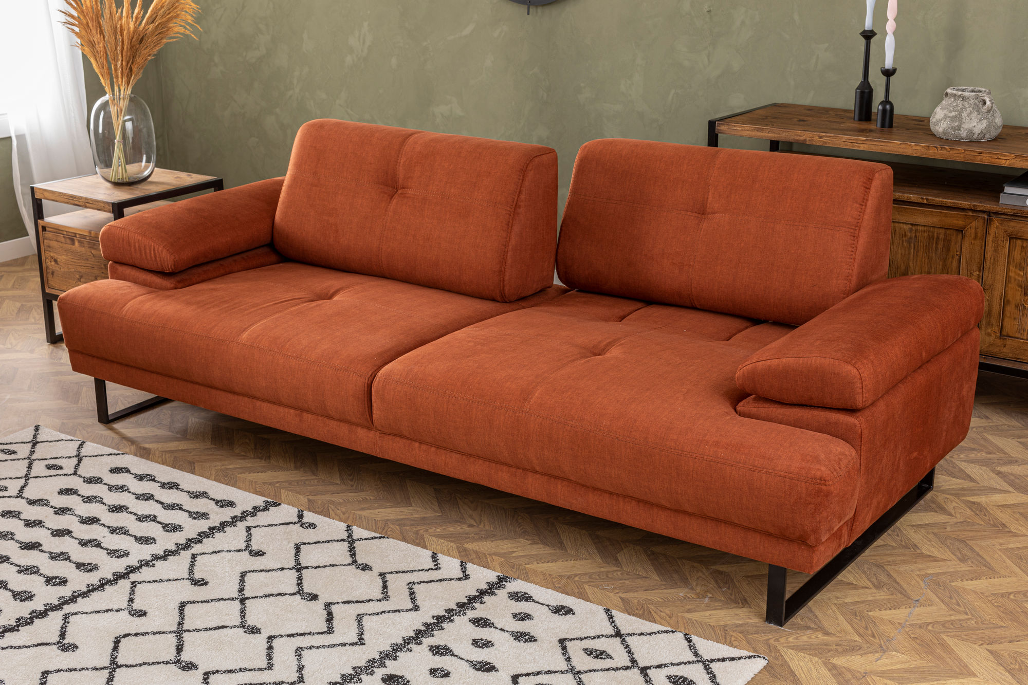 Sofa 3-Sitzer Textil Orange