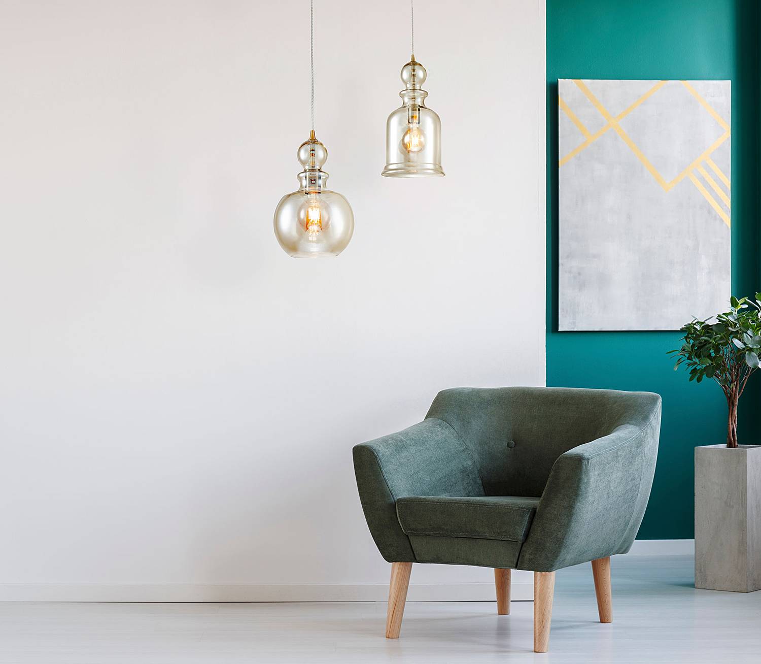 Pendelleuchte Tone Typ B Farbglas Mischmetall