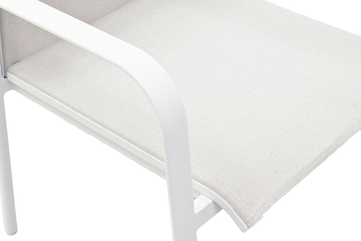 Breeze Stapelsessel hohe Rückenlehne Aluminium Softex Weiß