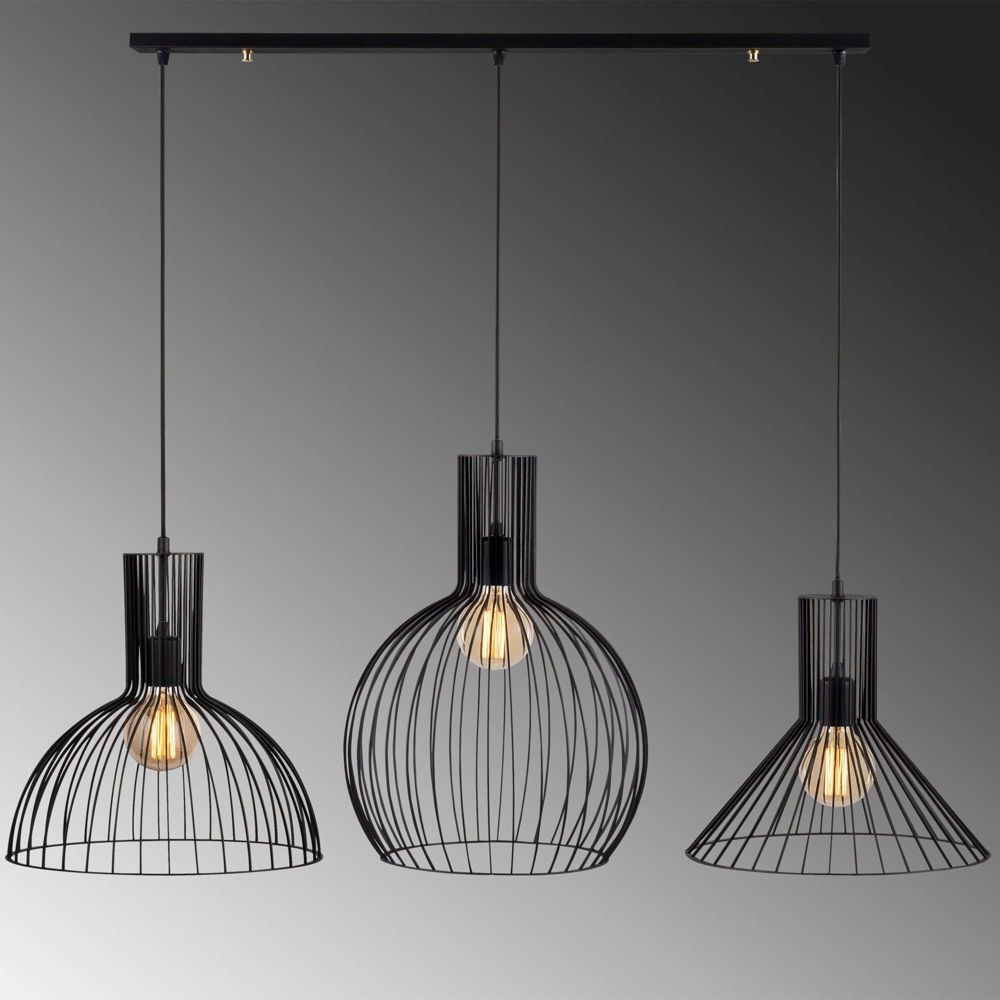 3-Flame Fellini pendant lamp MR-768 Iron Black