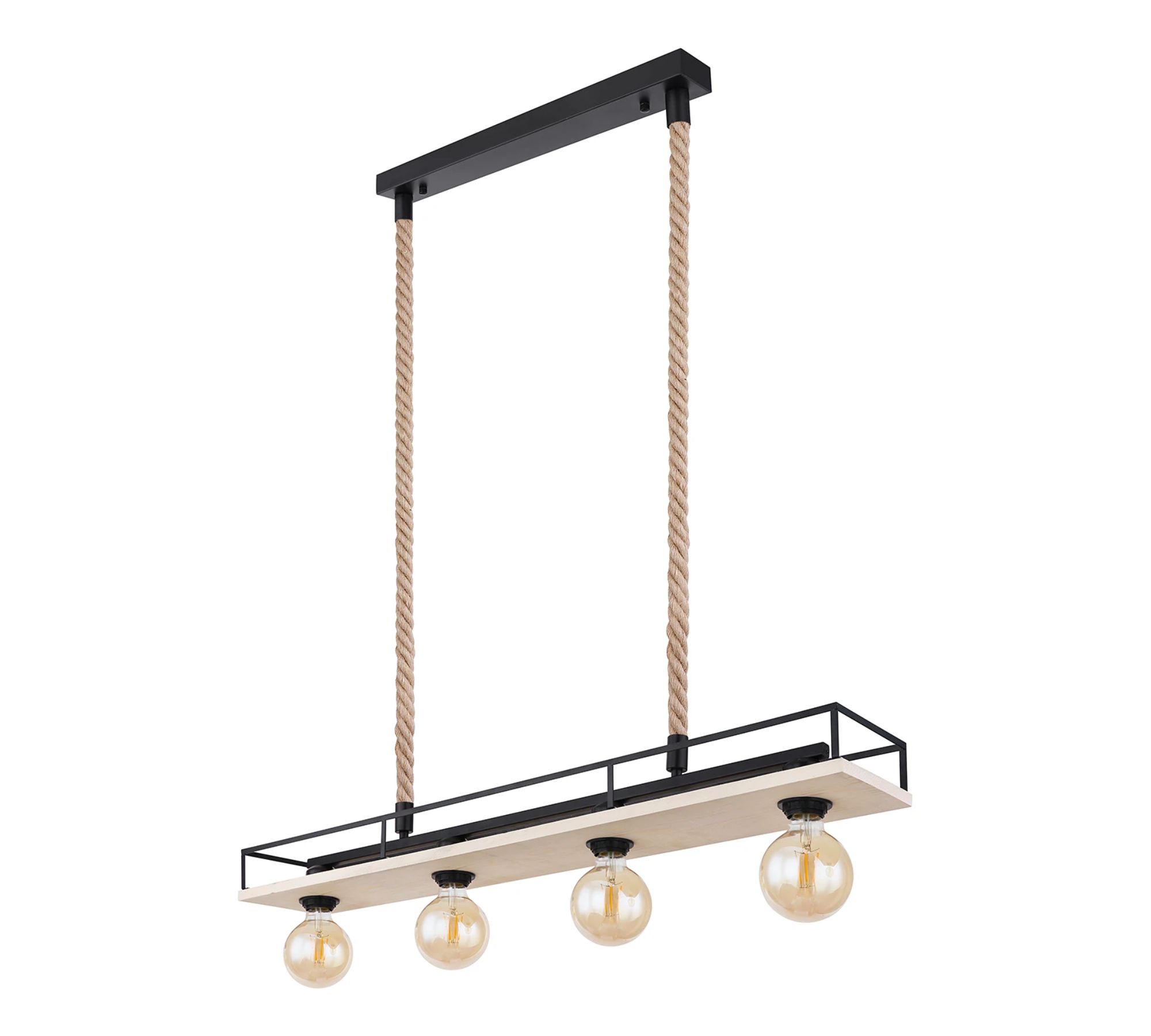 Pendelleuchte Holz Metall Beige Schwarz