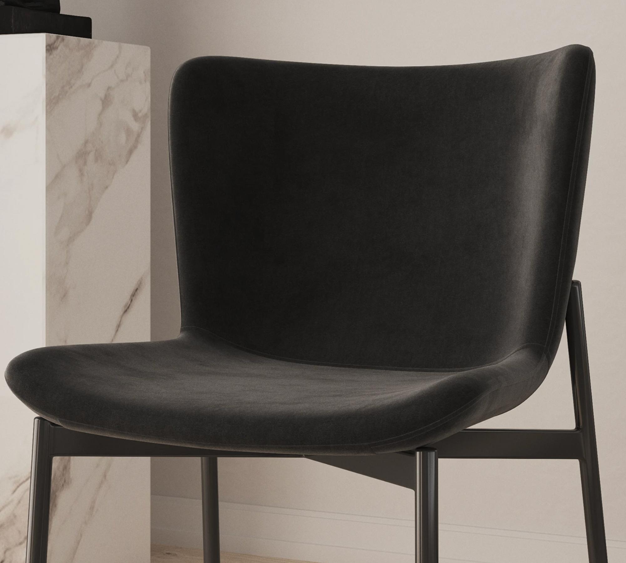 2x Dining chair velvet black