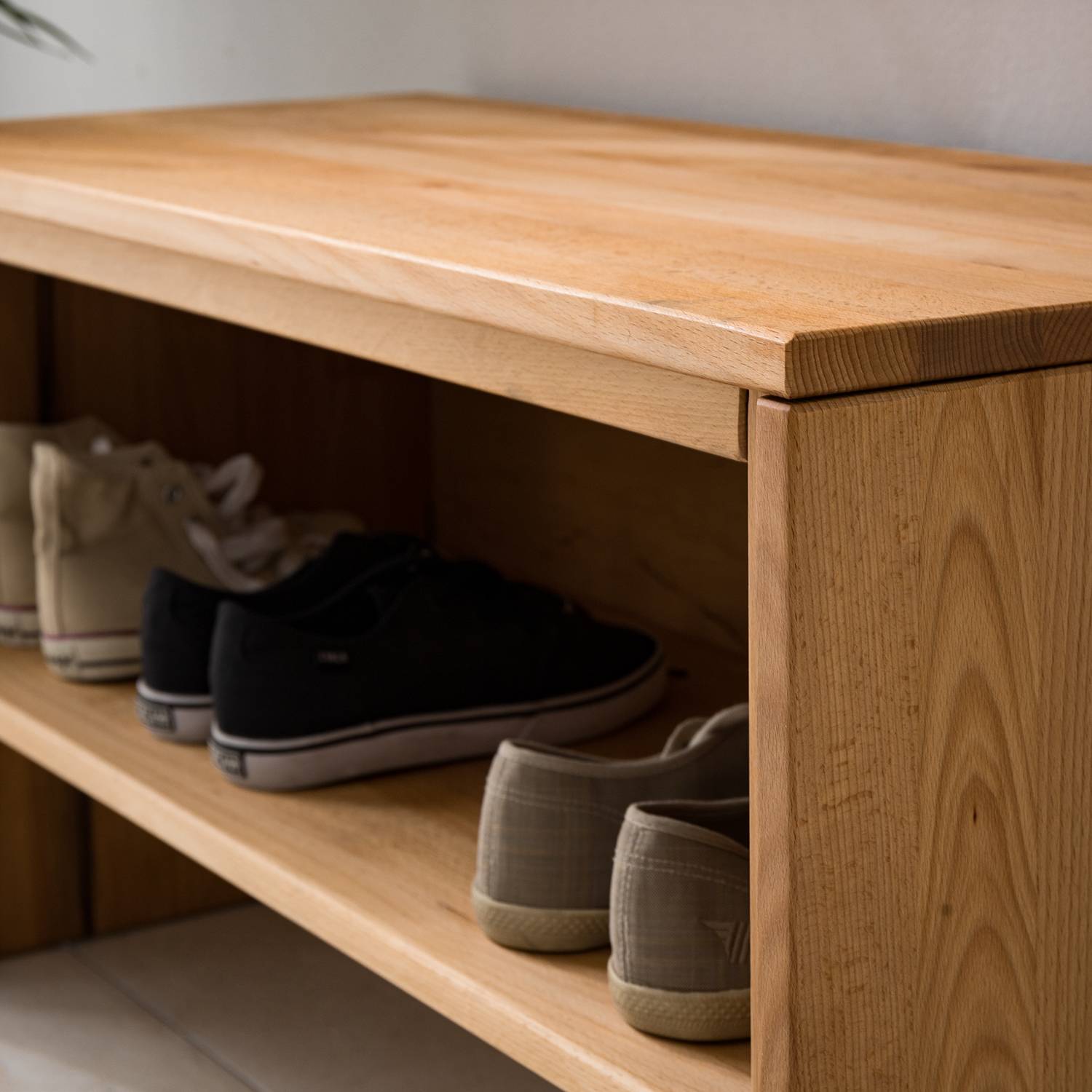 Garderobenbank Schuhablage Massivholz Braun