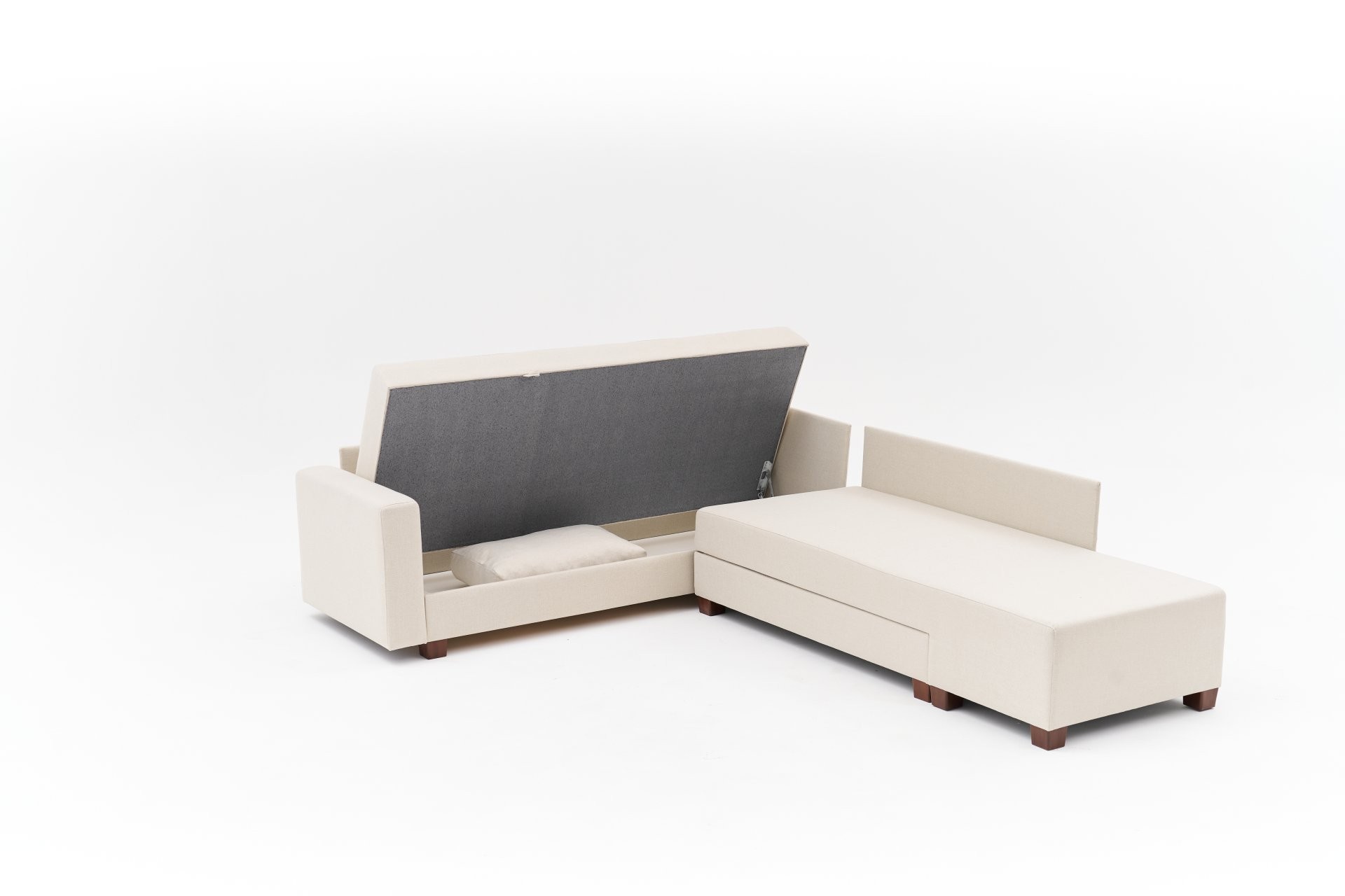 Aly  Schlafsofa Récamiere Rechts Baumwolle Creme