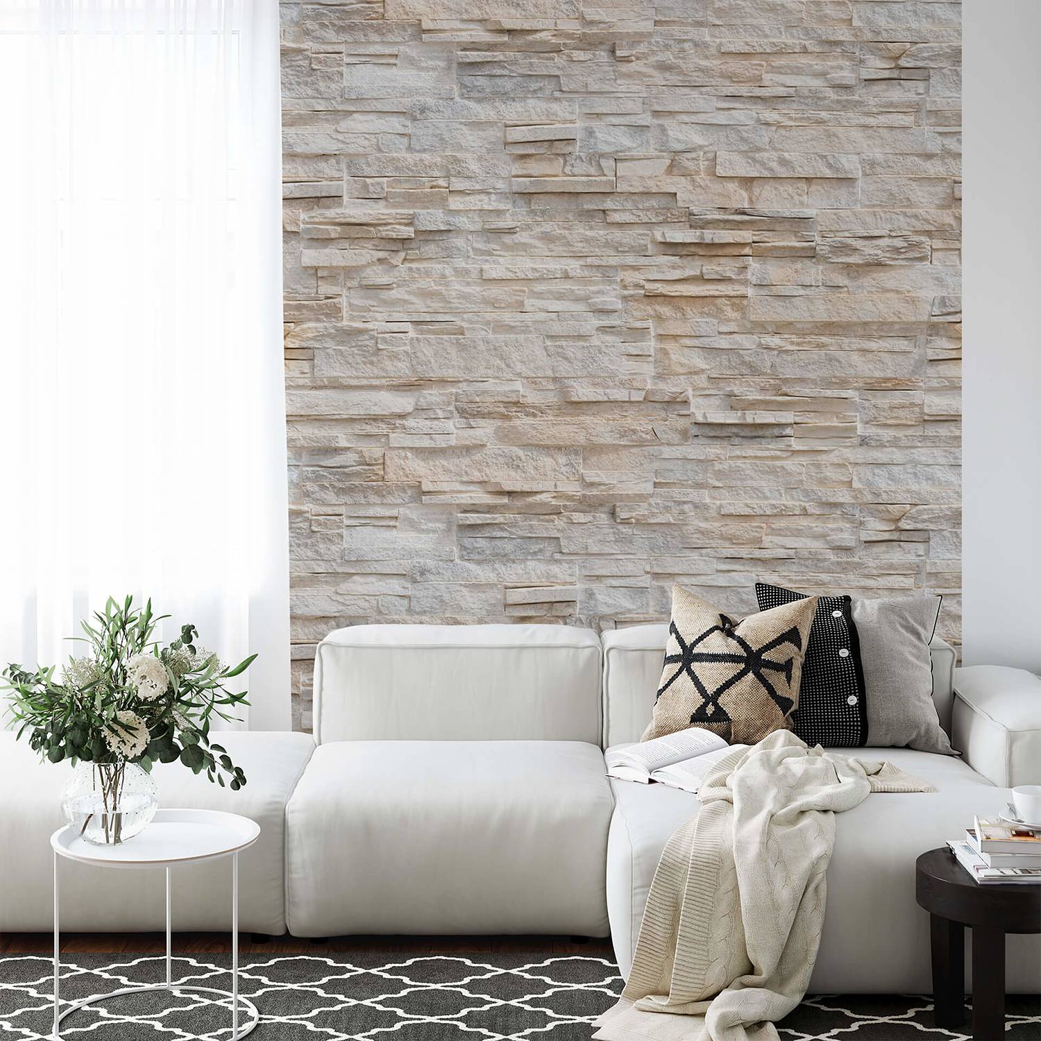 Fototapete Stone Wall Stein Vlies Beige