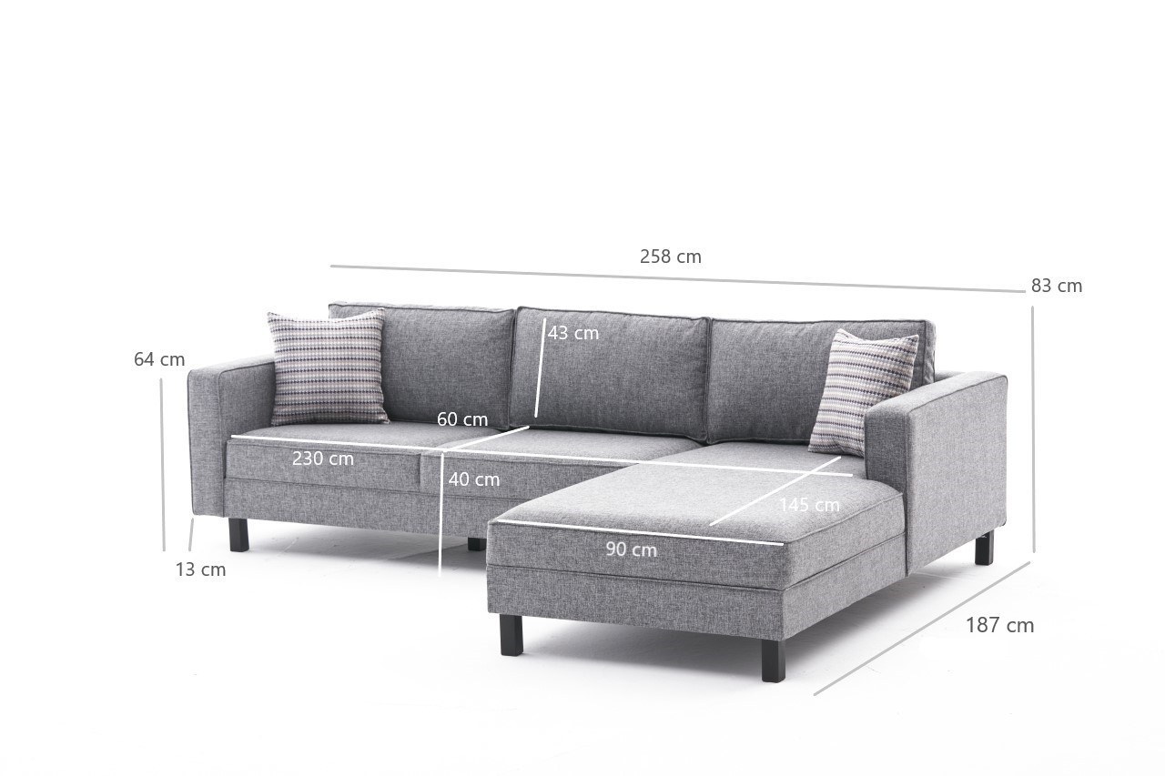 Kale Sofa Récamiere Rechts Grau