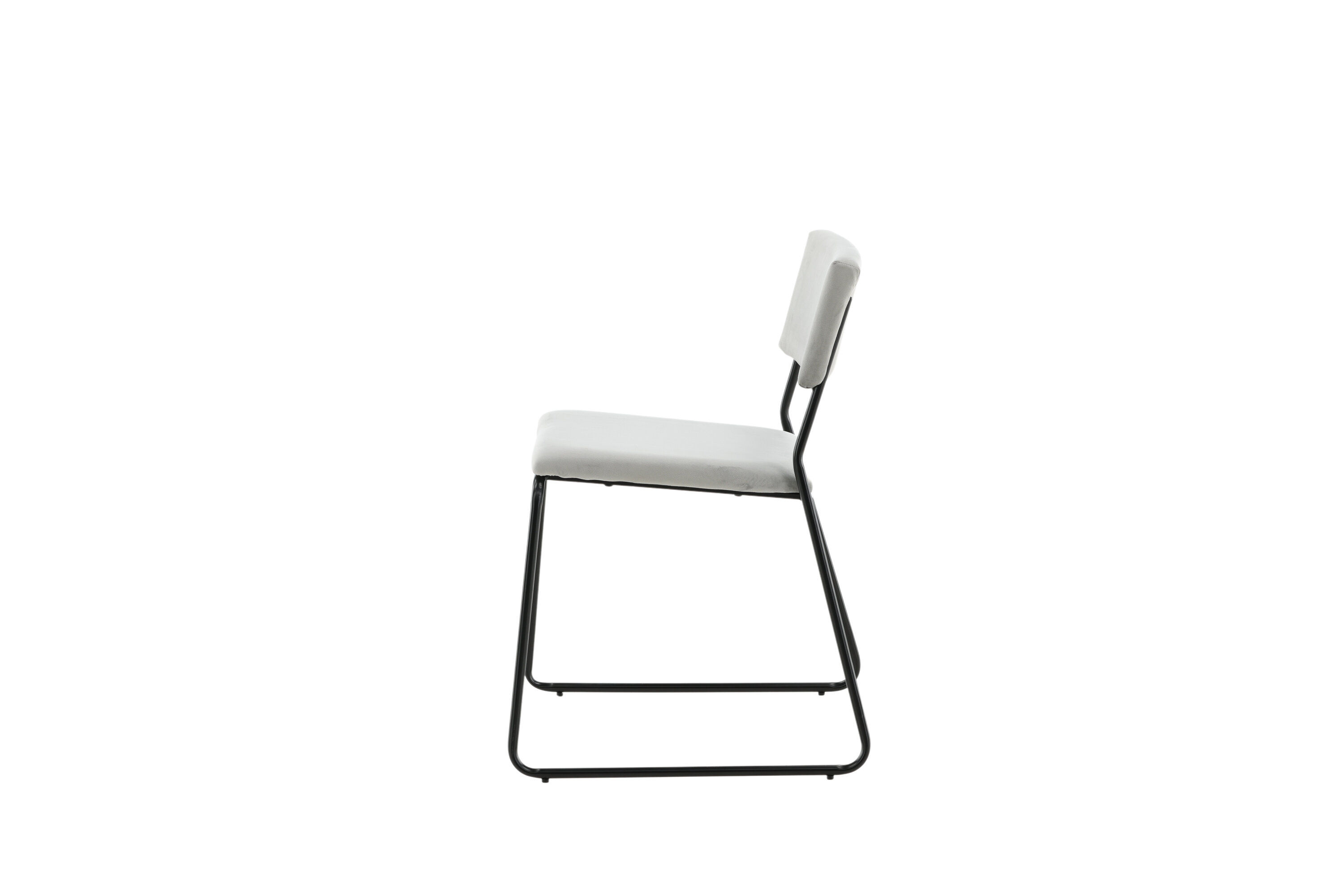 2x Kenth Stuhl-Set Samt Metall Schwarz Hellgrau