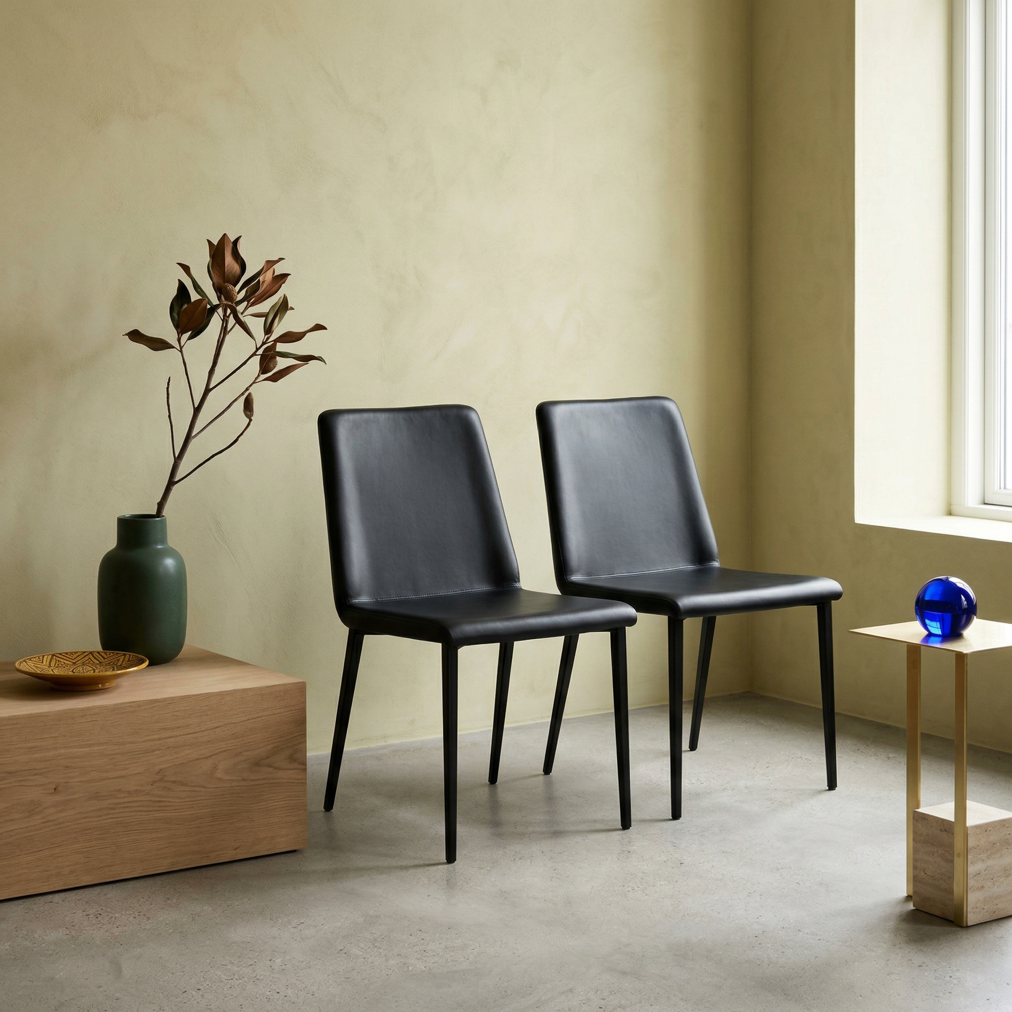 2x Desiree Sedia Metallo Ecopelle Nero