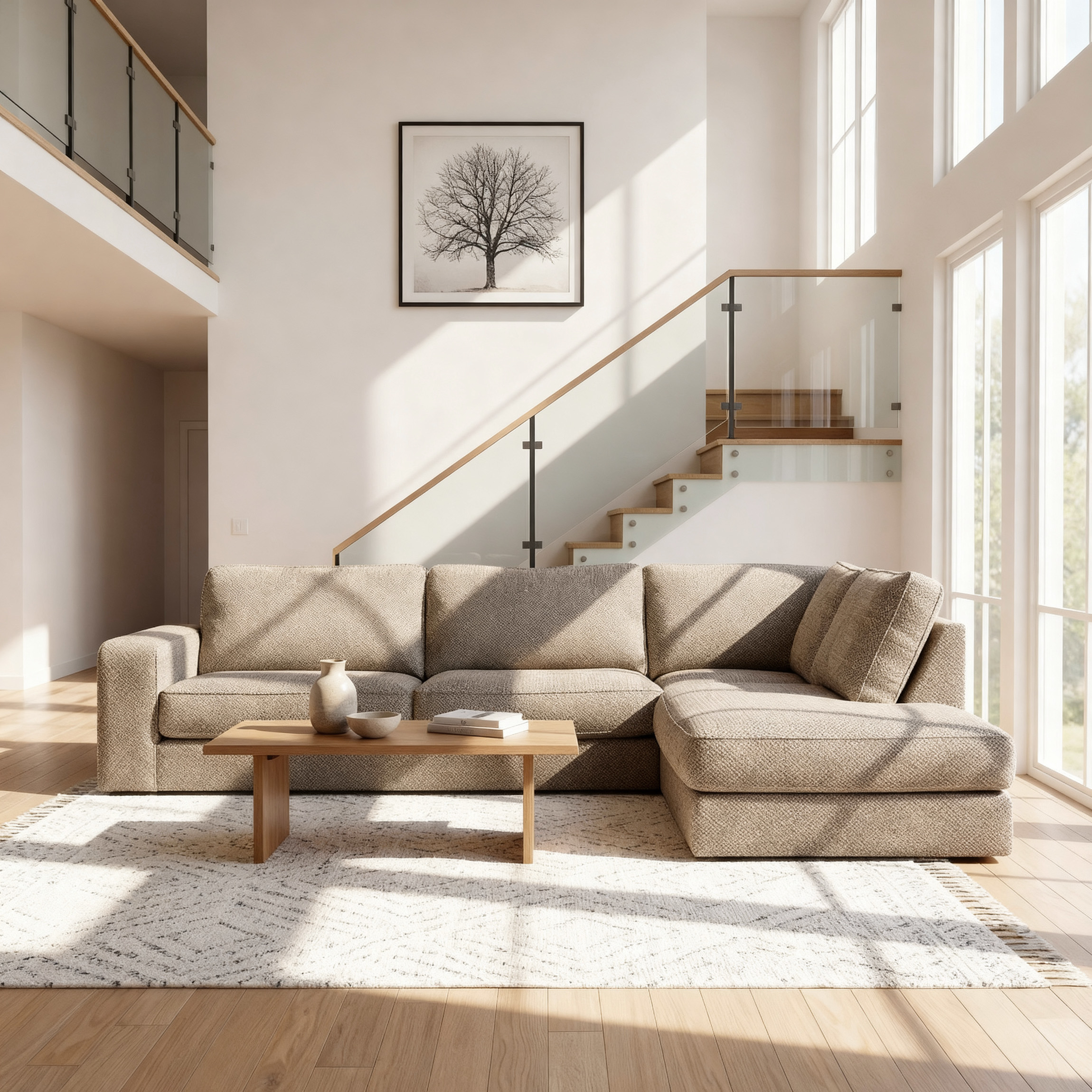 Ecksofa Easton Rechts 3-Sitzer Beige