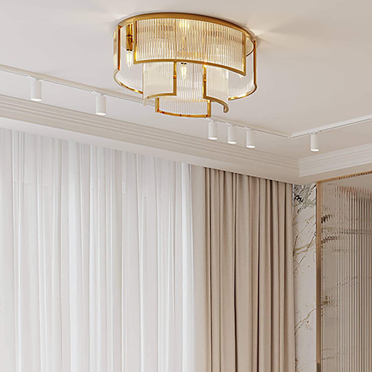 Ceiling light Frame Clear glass Mixed metal Number of flames: 9