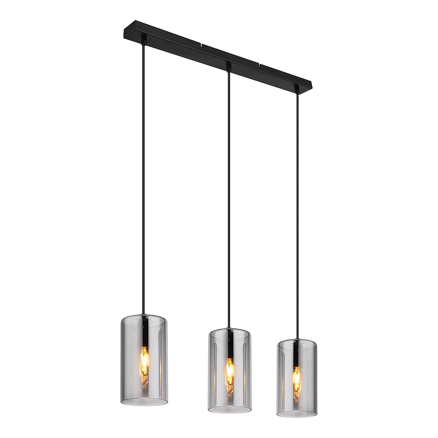 Olly Pendelleuchte Farbglas Eisen 3-flammig