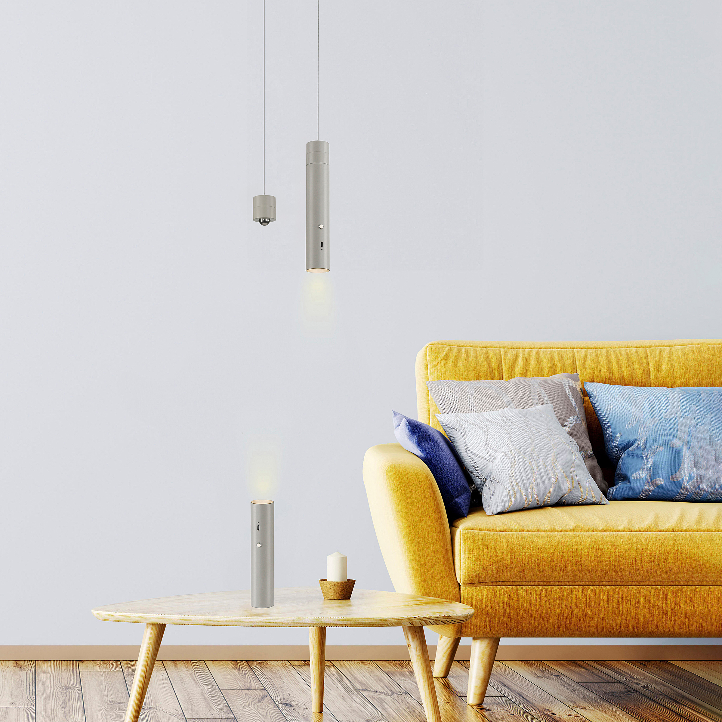 LED-Pendelleuchte Attach Grau