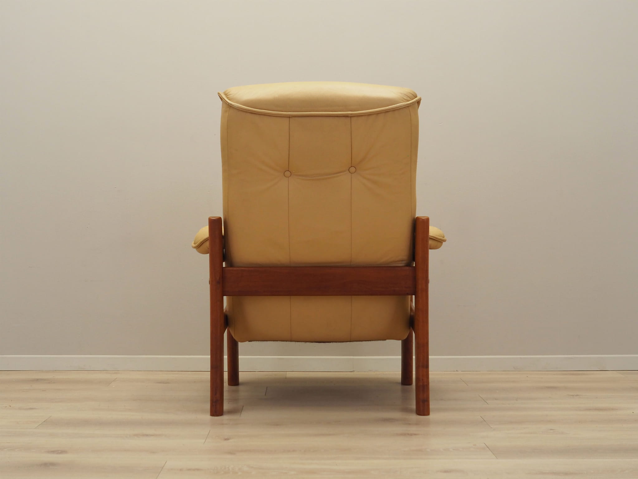 Armchair Teak Wood Leather Yellow 1960s