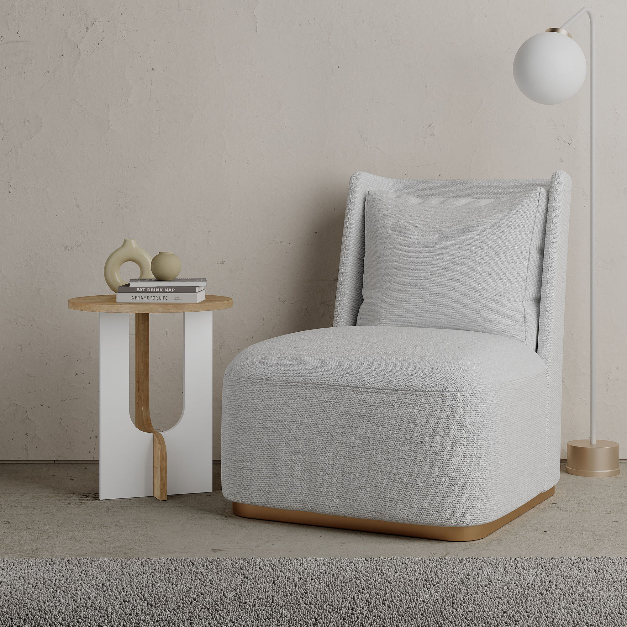 Luna Beitstelltisch Weiß Braun