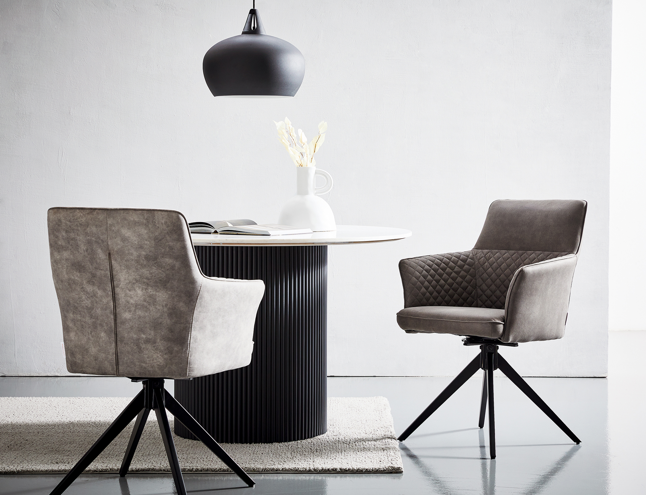 2x YEVOY Drehbarer Armlehnenstuhl-Set Microfaser Eisen Grau