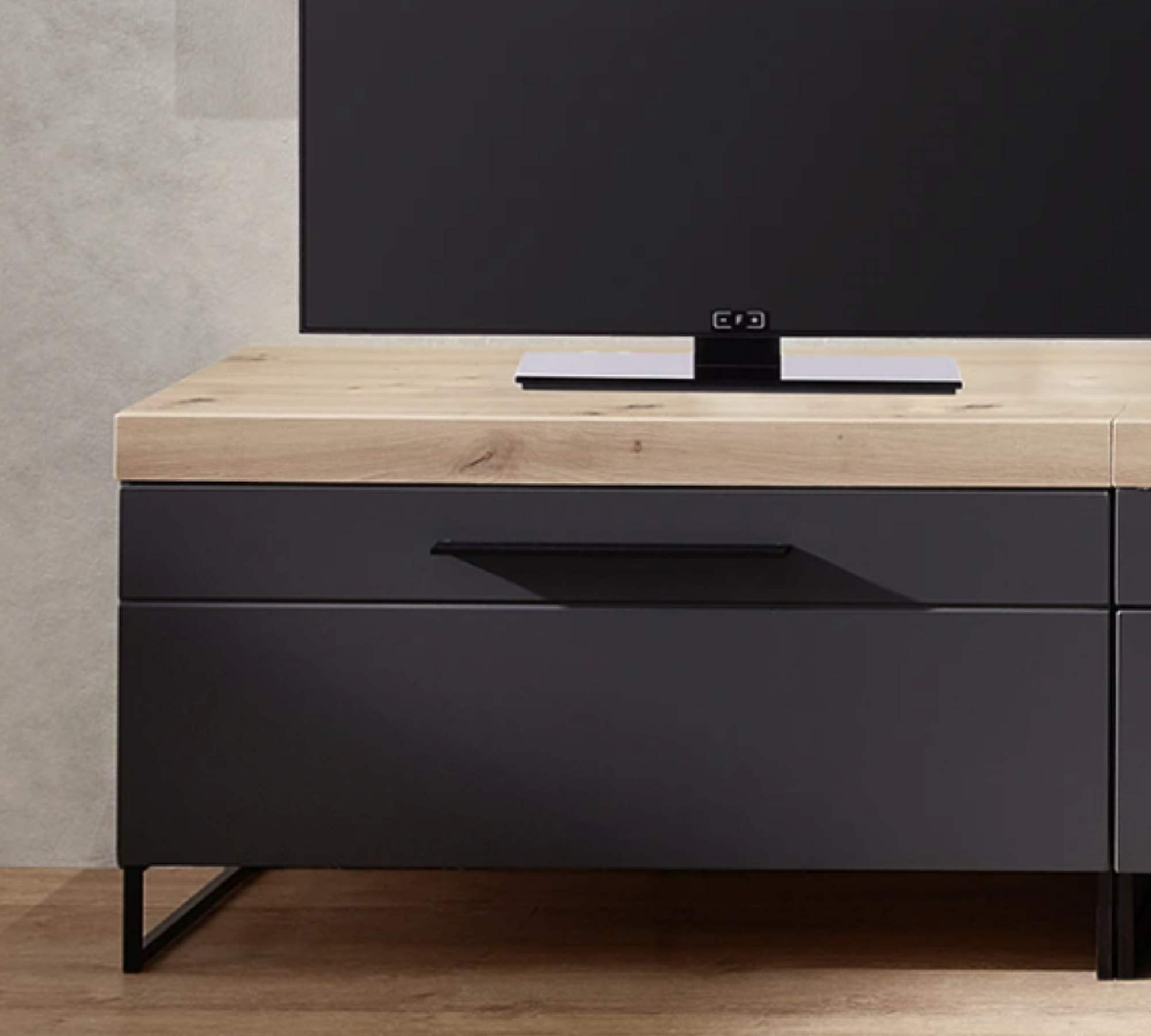 TV Lowboard Holz Dunkelgrau