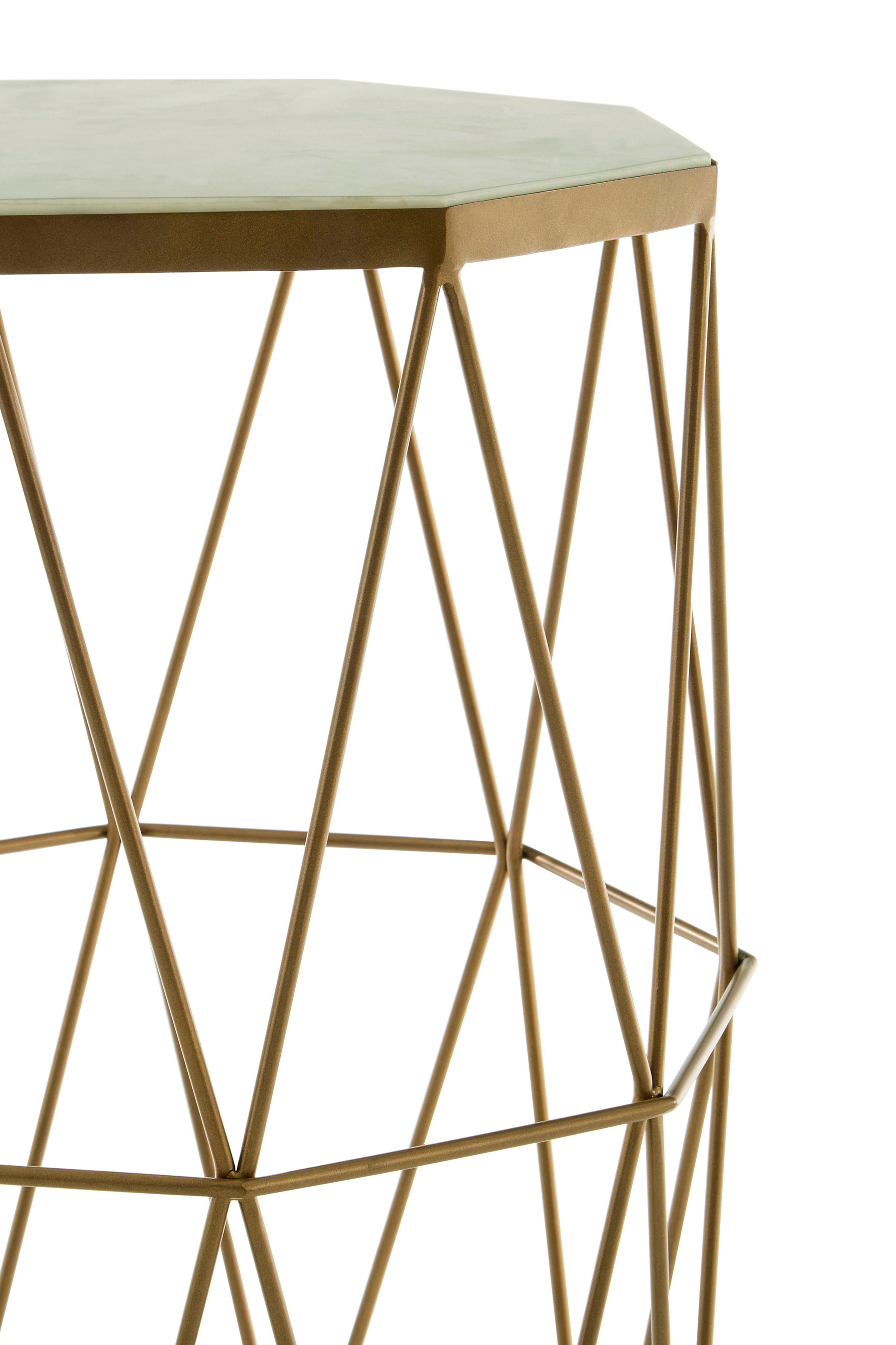 Shalimar Achteckiger Marmor und Gold Beistelltisch
