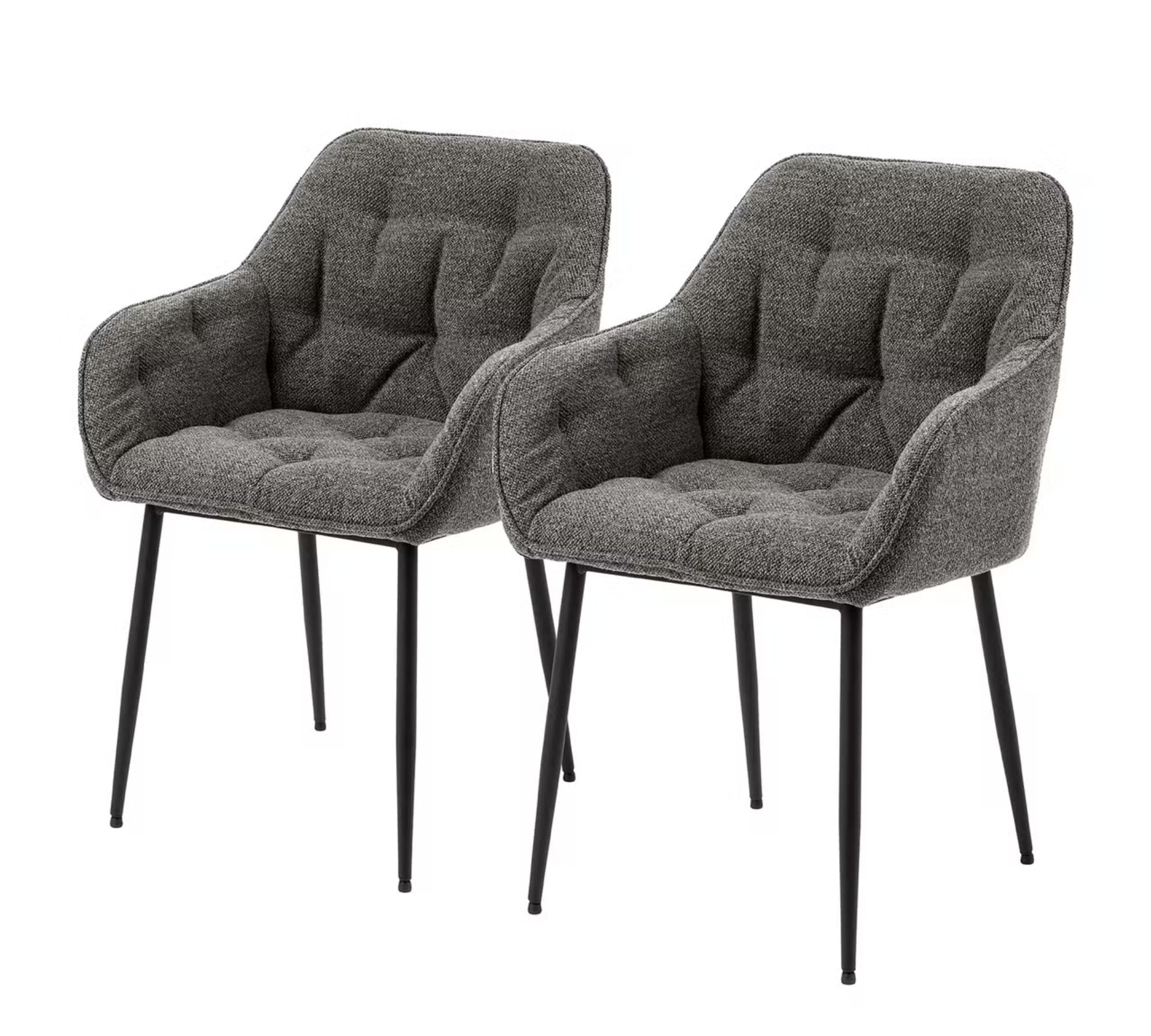 2x Armchair Bouclé Anthracite