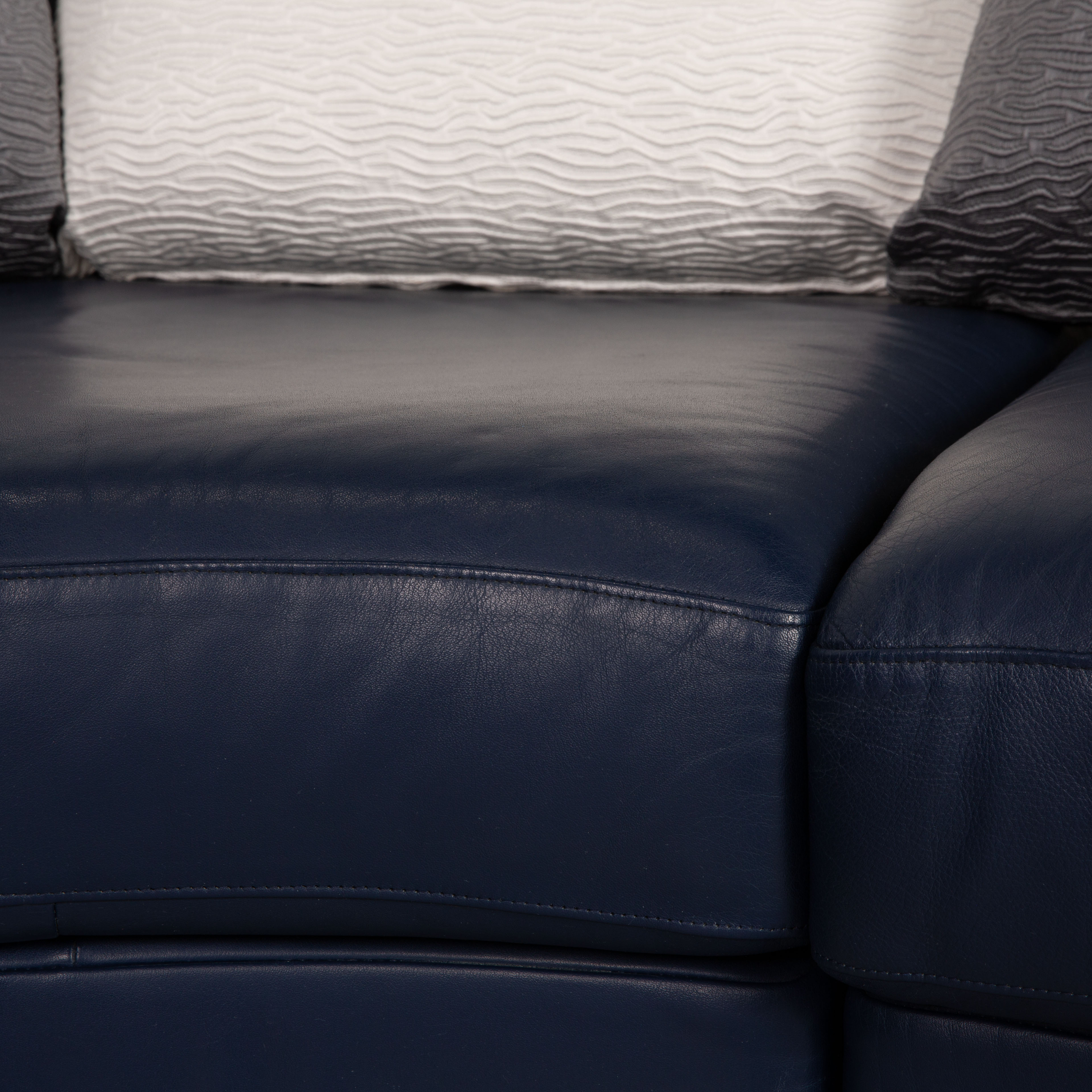 4500 Ecksofa Leder Dunkelblau