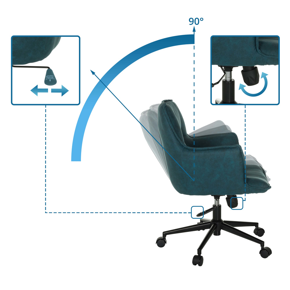 SOLAO LIFE Office Chair Swivel Fabric Dark Blue