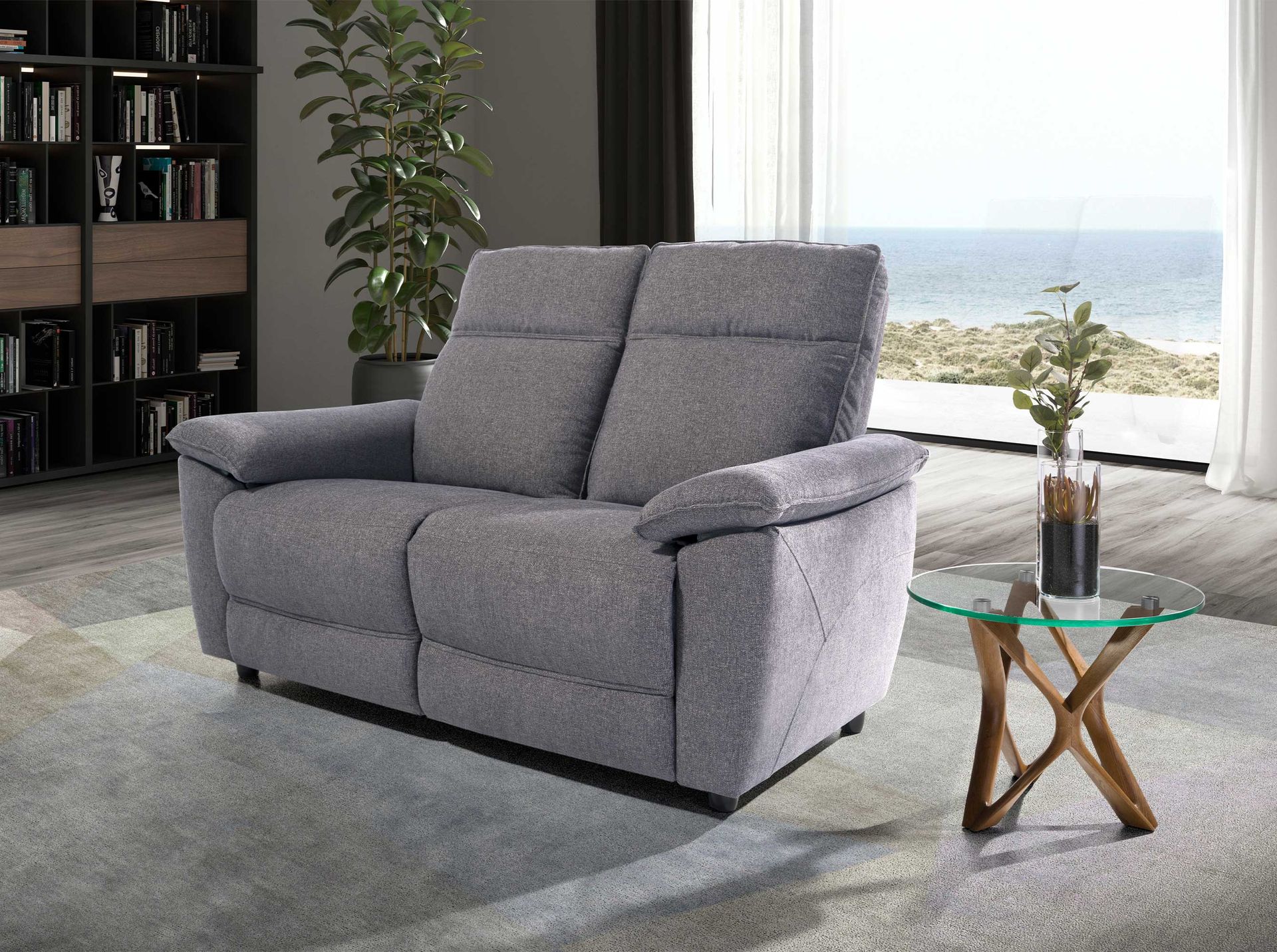 Runder Beistelltisch Walnussfurnier Glas