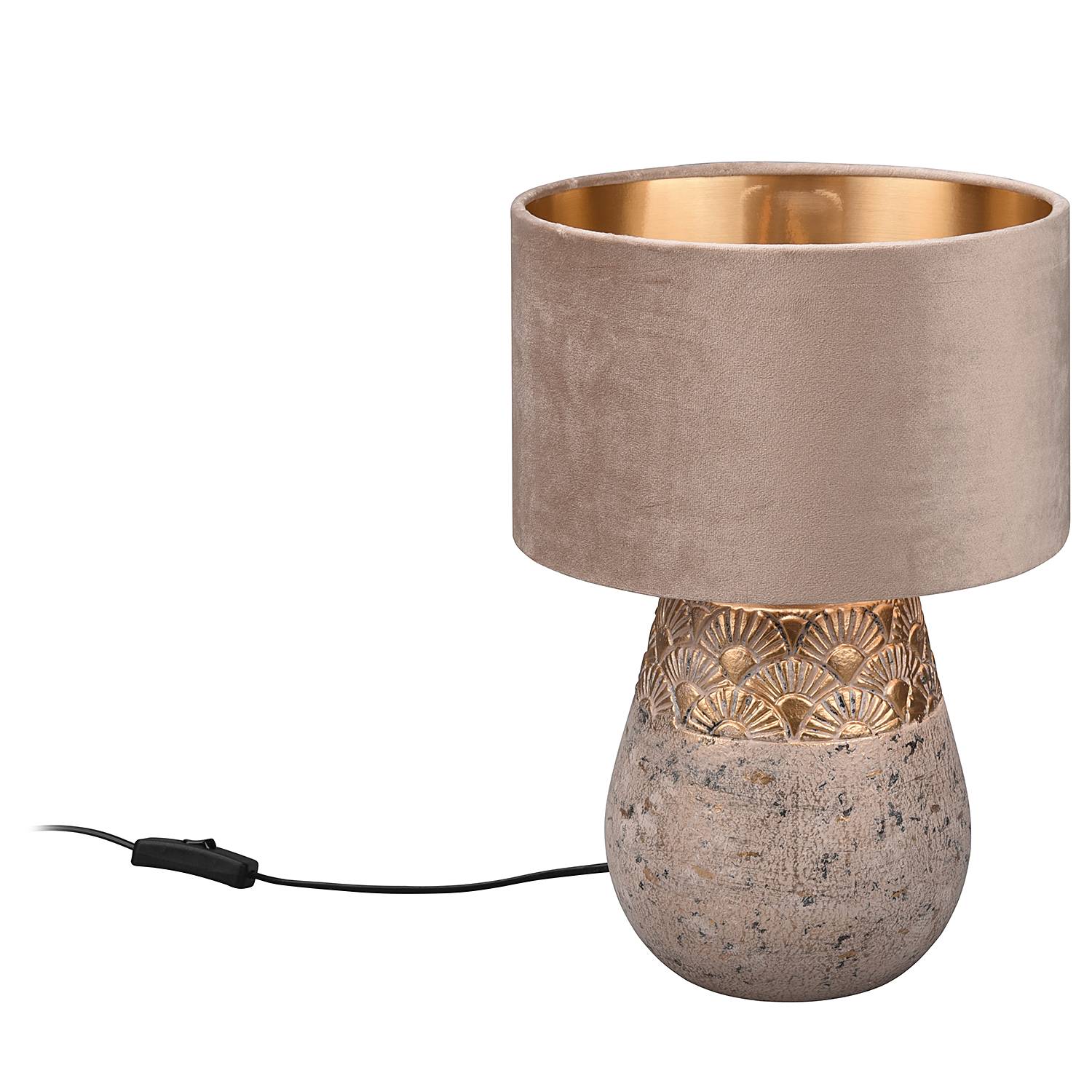 Table lamp Kiran 1-light velvet ceramic grey