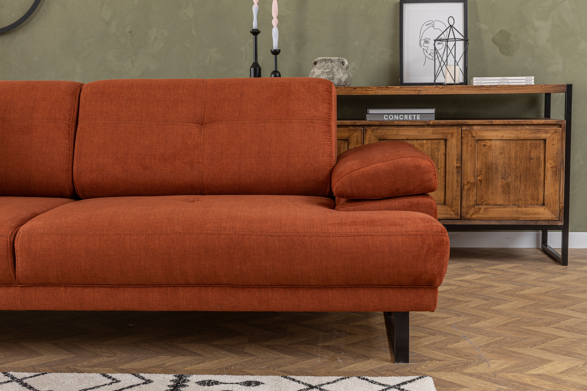 Sofa 3-Sitzer Textil Orange